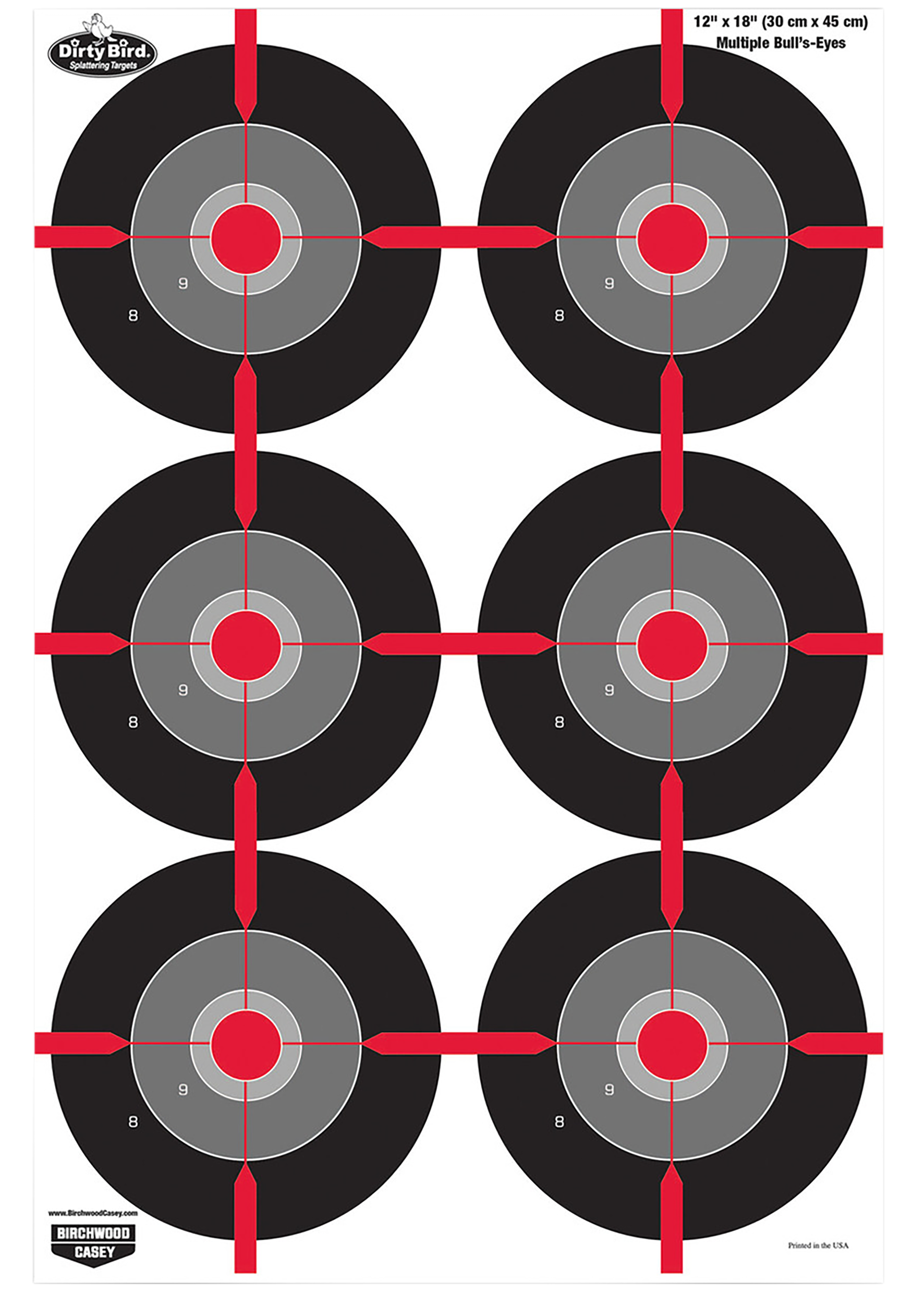 Birchwood Casey Dirty Bird 12 x 18 Multiple Bullseye Hanging Tagboard Pistol Target 8 Pack