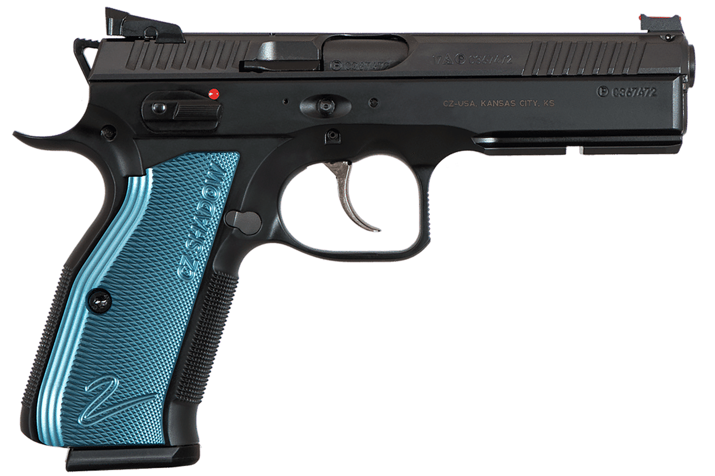 CZ Shadow 2 9mm Luger 4.89" 17+1 DA/SA Pistol - Black Nitride / Blue Aluminum Grips
