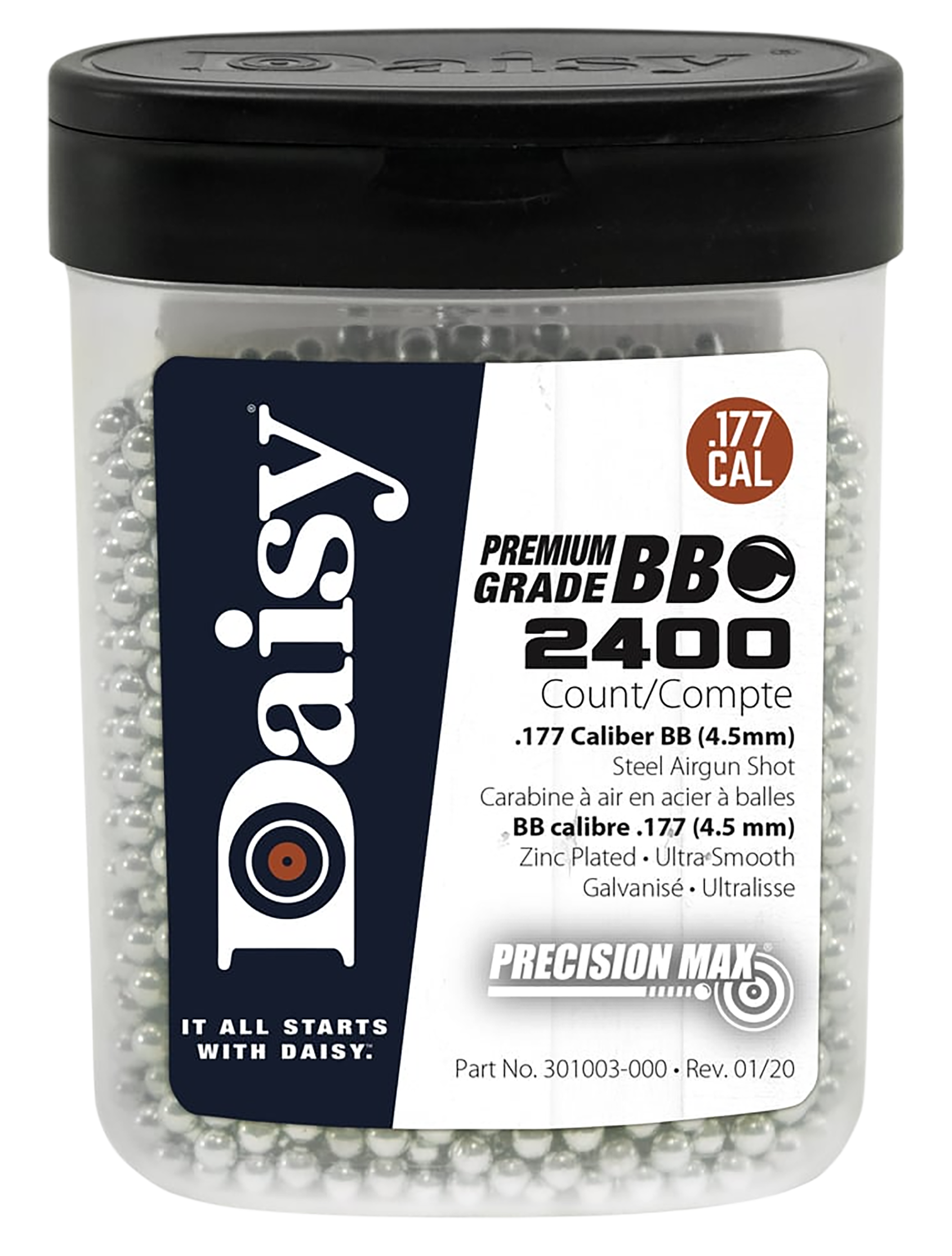 Daisy PrecisionMax Premium .177 Cal 2400ct Zinc-Plated Steel BB Bottle