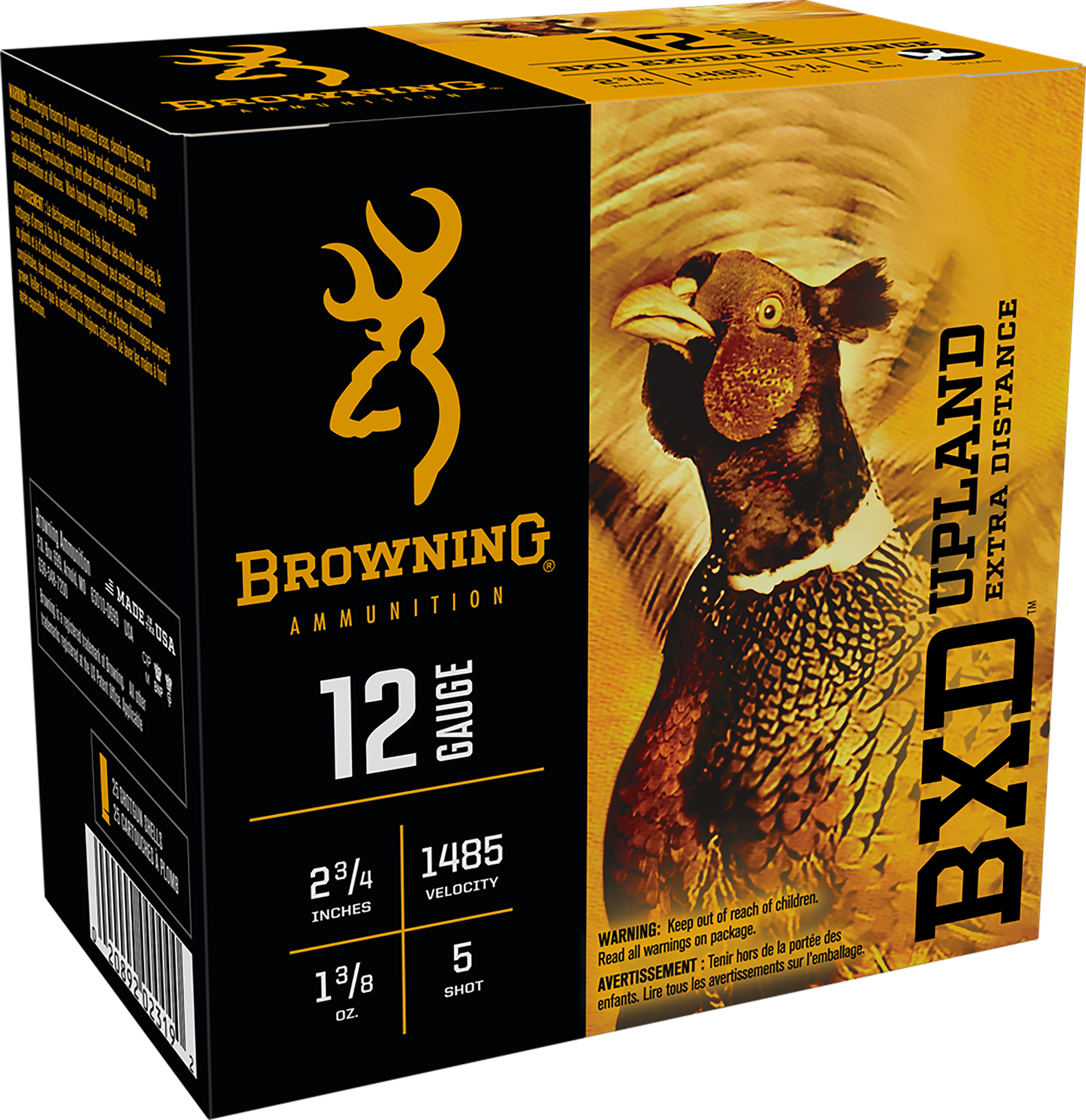 Browning BXD Upland 12 Gauge 2.75" 1-3/8 oz #5 Shot 25 Rd Bx/250 Rd Cs - Box or Case