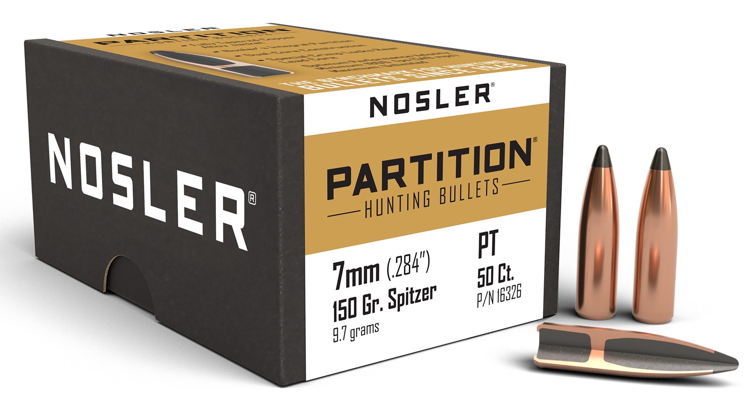 Nosler Partition 7mm 150gr Spitzer Reloading Bullets - 50/Box