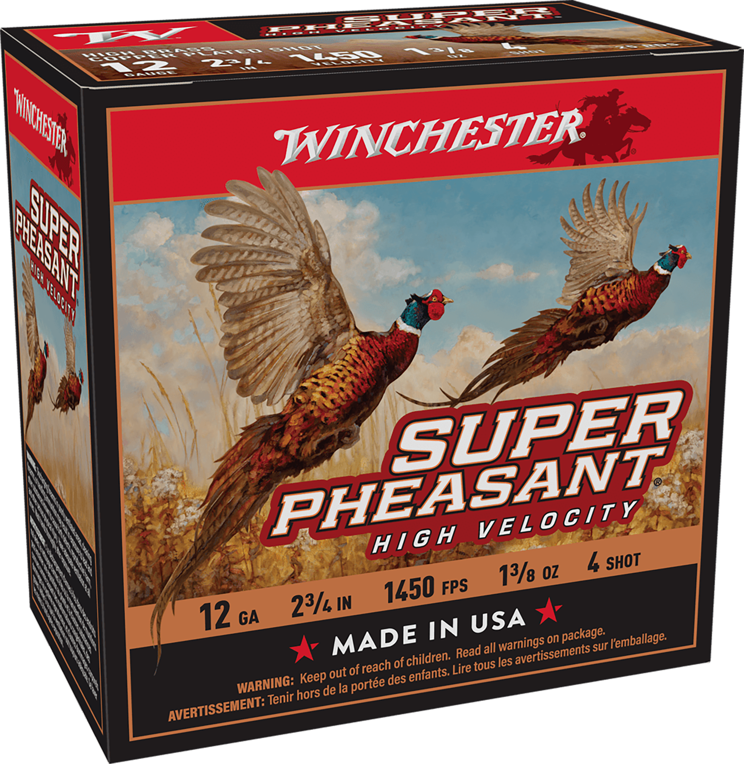 Winchester Ammo Super Pheasant High Velocity High Brass 12 Gauge 2.75" 1-3/8 oz #4 Shot - Box or Case