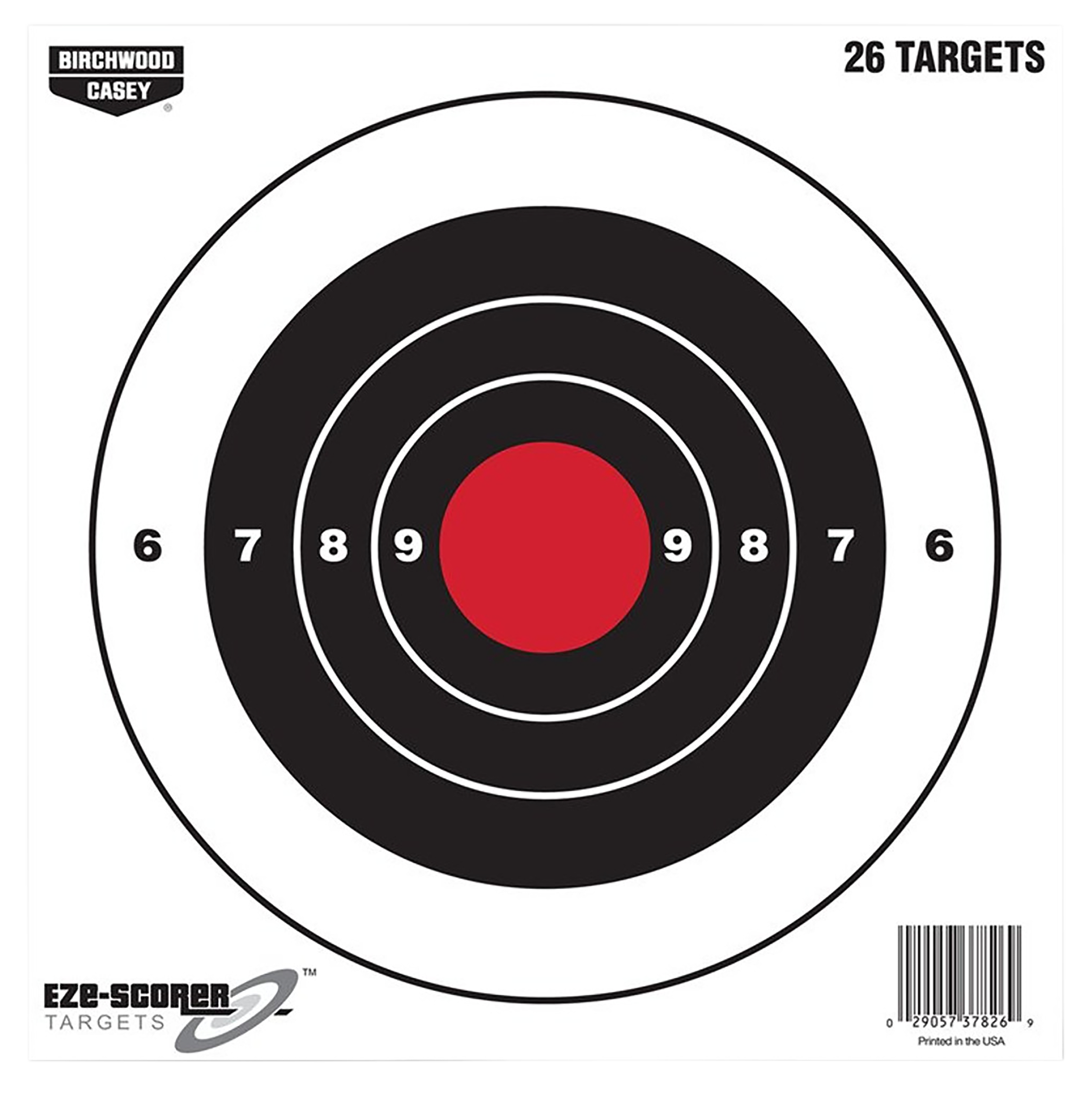 Birchwood Casey EZE-Scorer 8" Bullseye Hanging Paper Target Black/Red 26 Per Pack