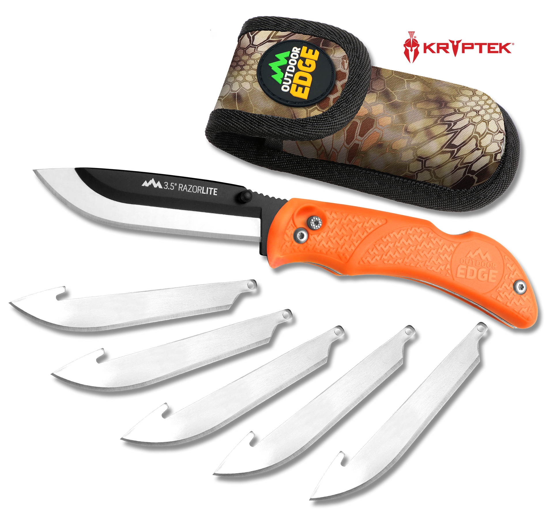 Outdoor Edge RazorLite 3.50" Folding Drop Point Plain 420J2 SS Blaze Orange TPR Handle
