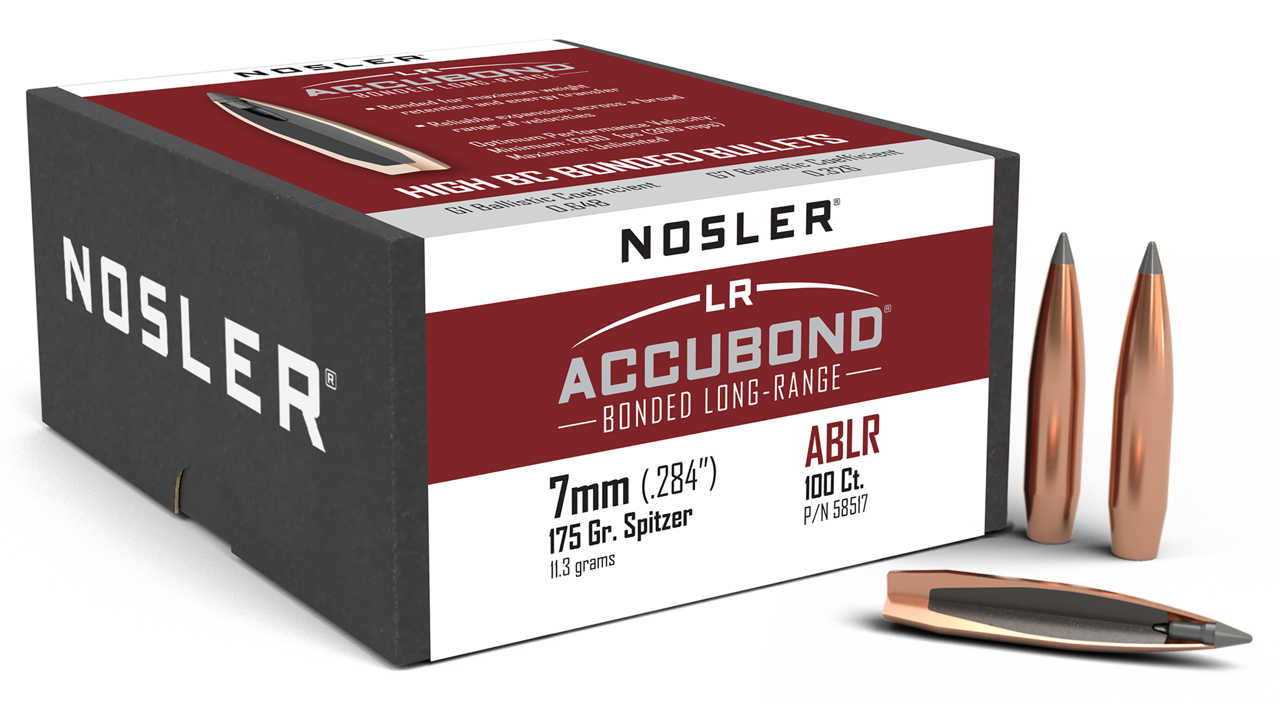 Nosler AccuBond Long Range 7mm .284 175gr Spitzer Point 100/Box