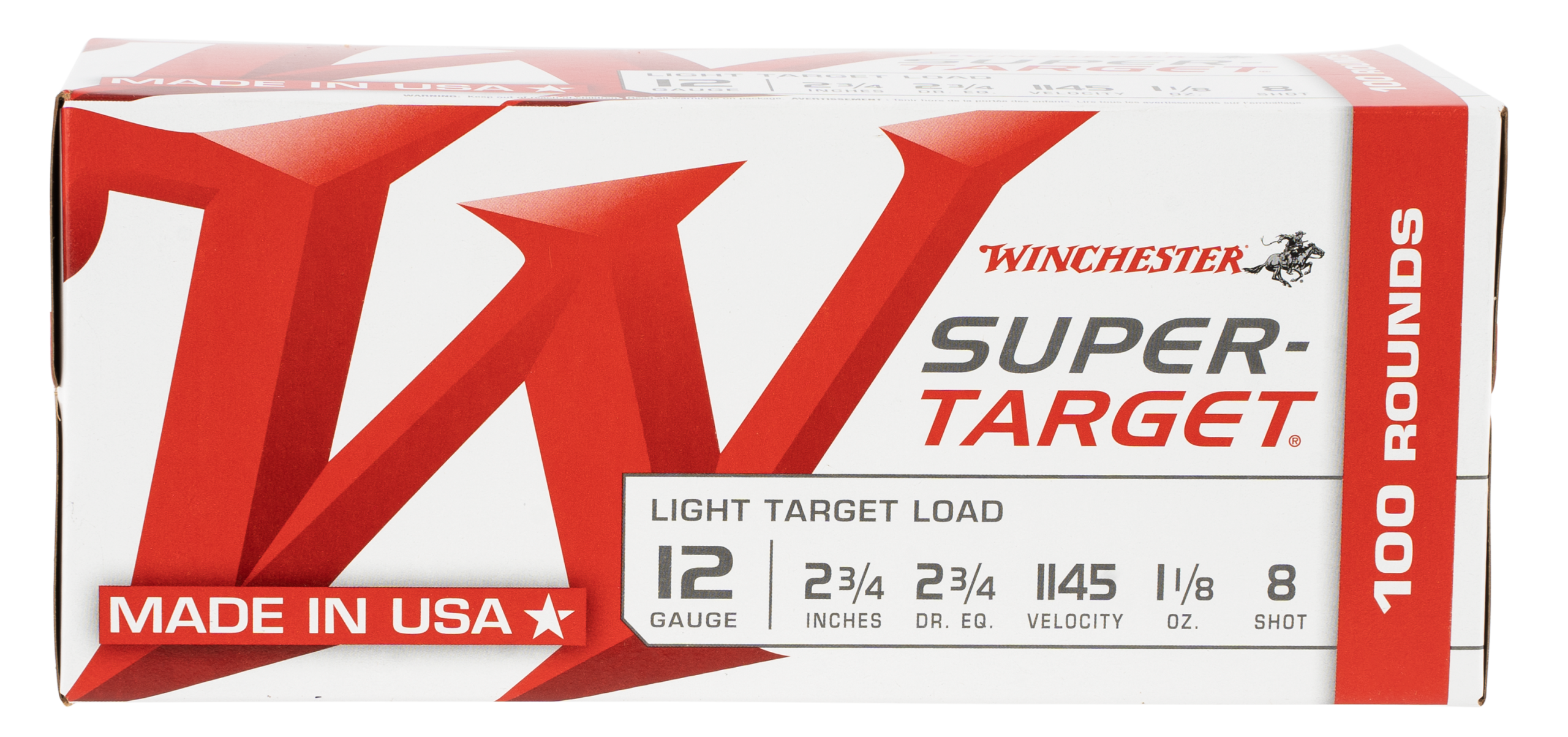 Winchester Ammo Super-Target 12 Gauge 2.75" 1-1/8 oz #8 Shot 100 Rd - Box or Case