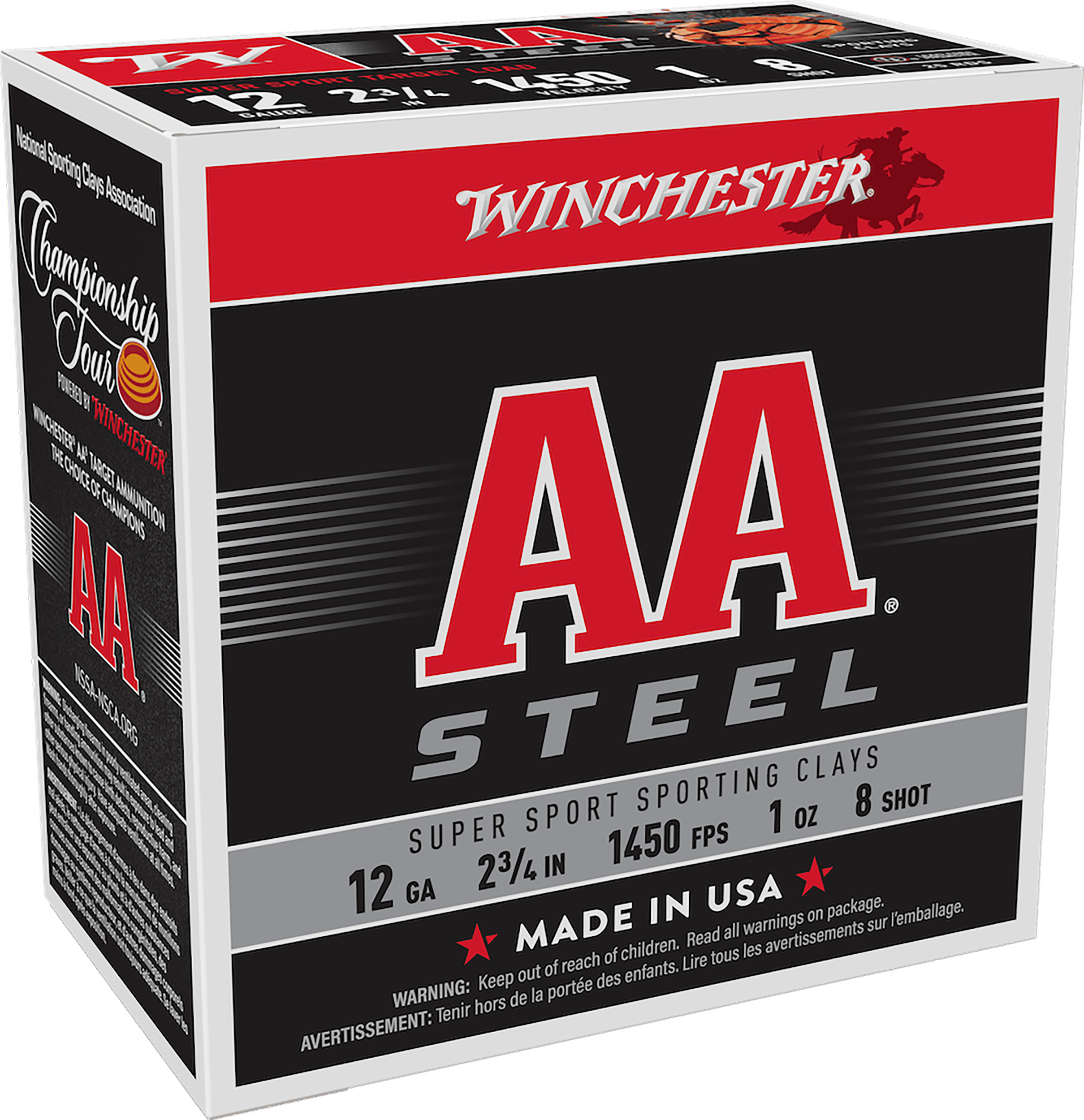 Winchester Ammo AA Super Sport Sporting Clay 12 Gauge 2.75" 1oz #8 Steel Shot 25 Rd - Box or Case