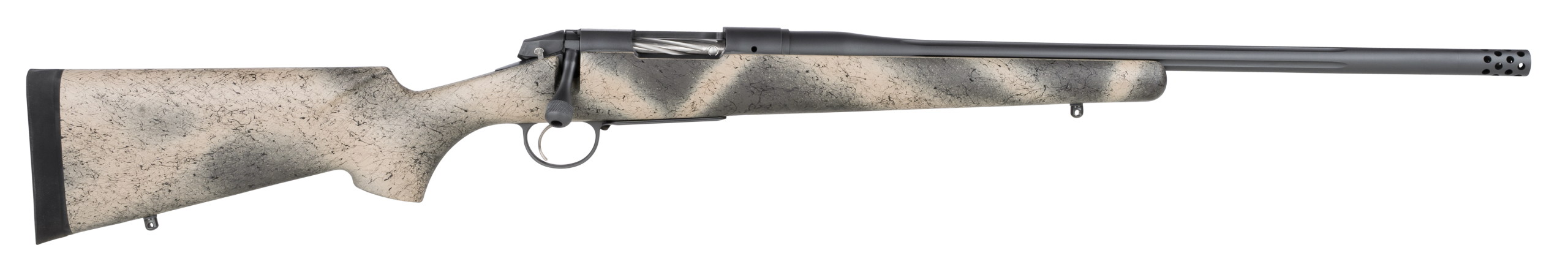 Bergara Rifles Premier Highlander 308 Win 20" 4+1 Bolt-Action Rifle - Sniper Gray Cerakote / Woodland Camo Grayboe Stock