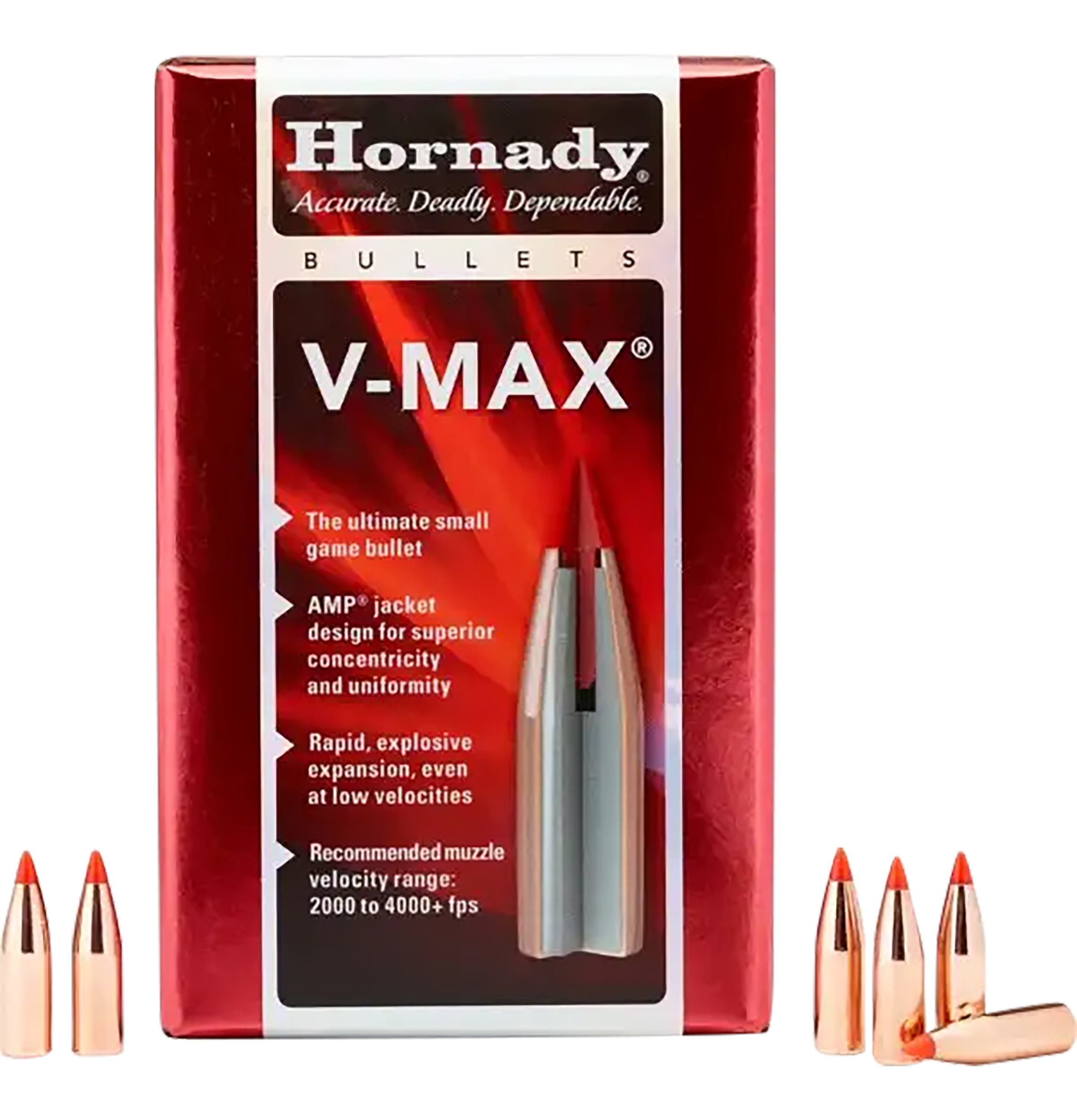 Hornady V-Max 22 Caliber .224 53gr Reloading Bullets - 100 Per Box