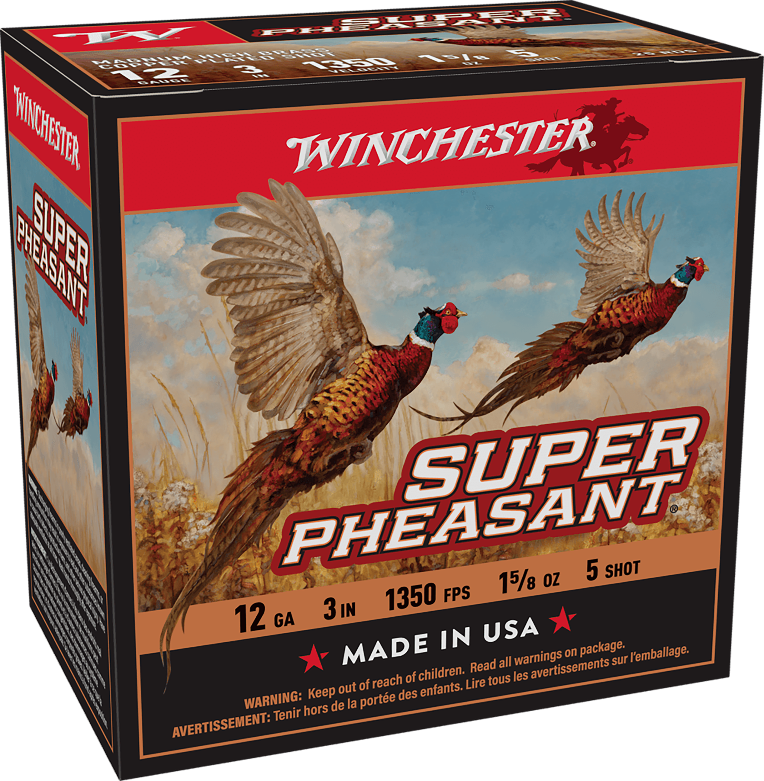 Winchester Ammo Super Pheasant Magnum High Brass 12 Gauge 3" 1-5/8 oz #5 Shot 25 Rd - Box or Case