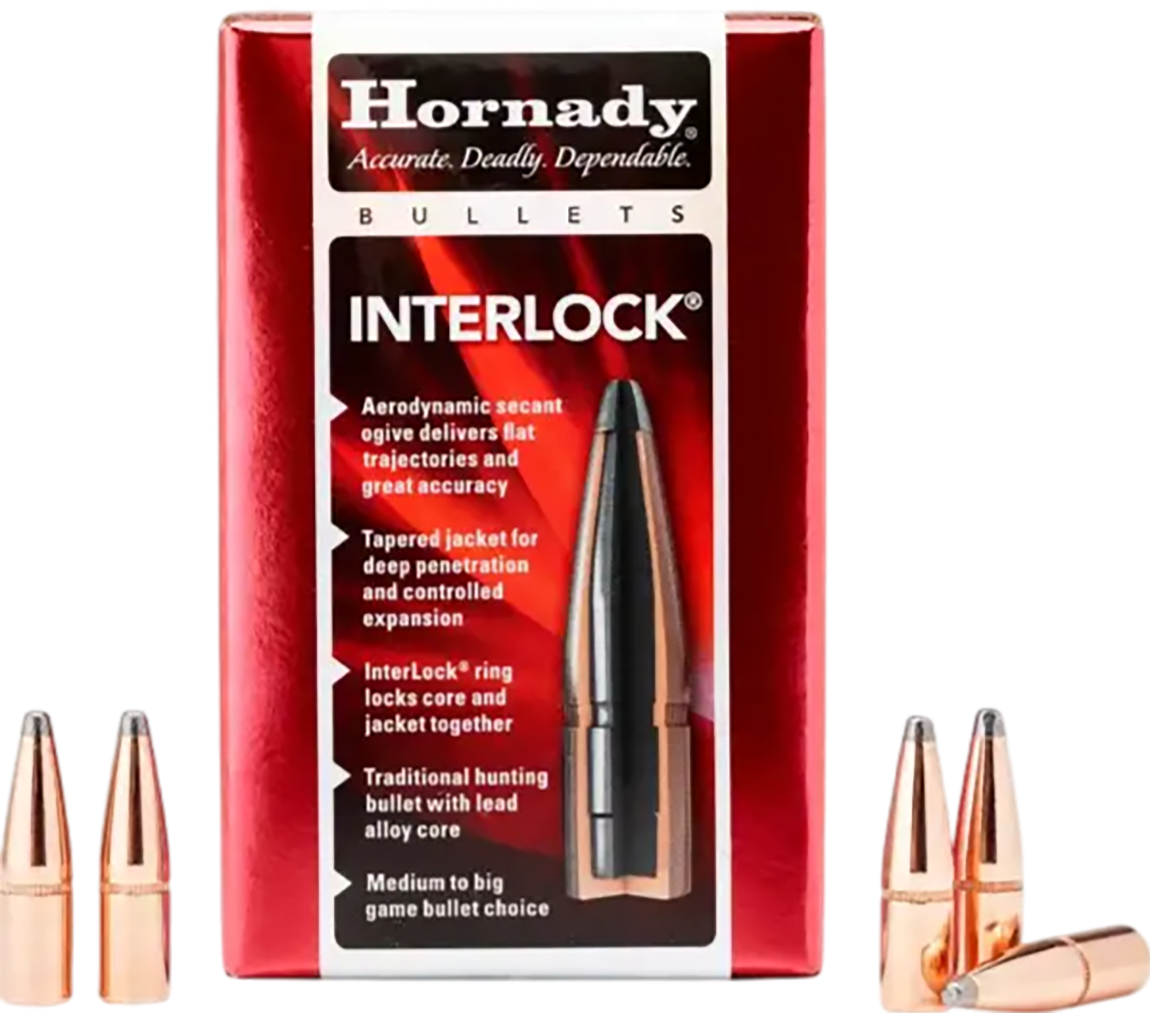Hornady InterLock 7mm .284 154 gr Soft Point Reloading Bullets - 100/Box
