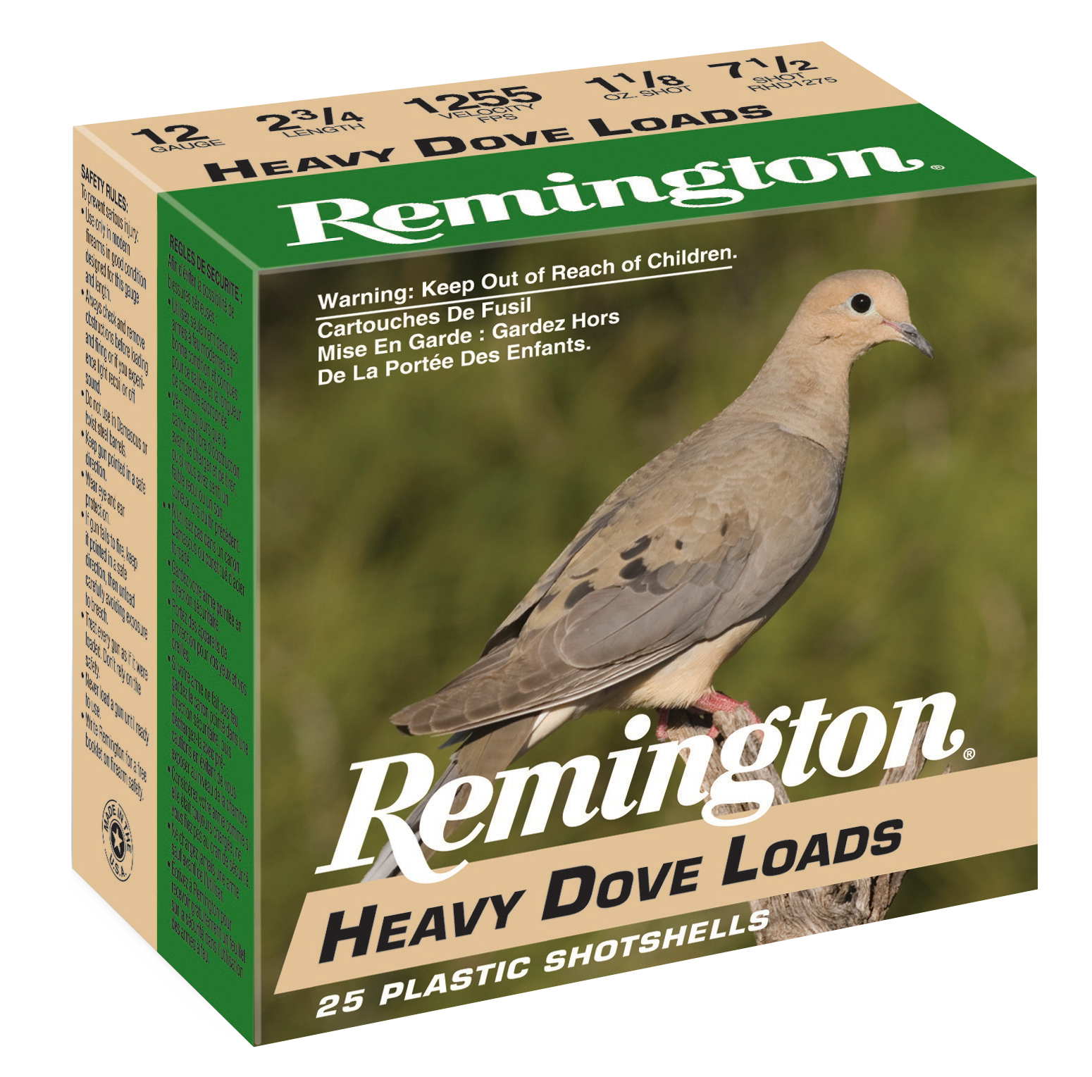 Remington Ammunition Heavy Dove Loads 12 Gauge 2.75" 1 1/8 oz 7.5 Shot - Box or Case