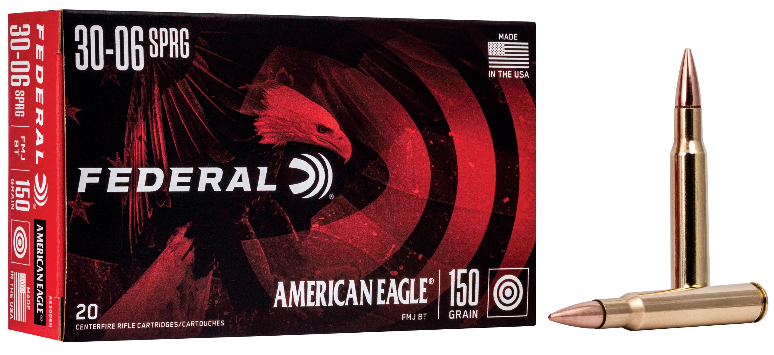 Federal American Eagle 30-06 Springfield 150gr FMJ-BT 20rd - Box or Case