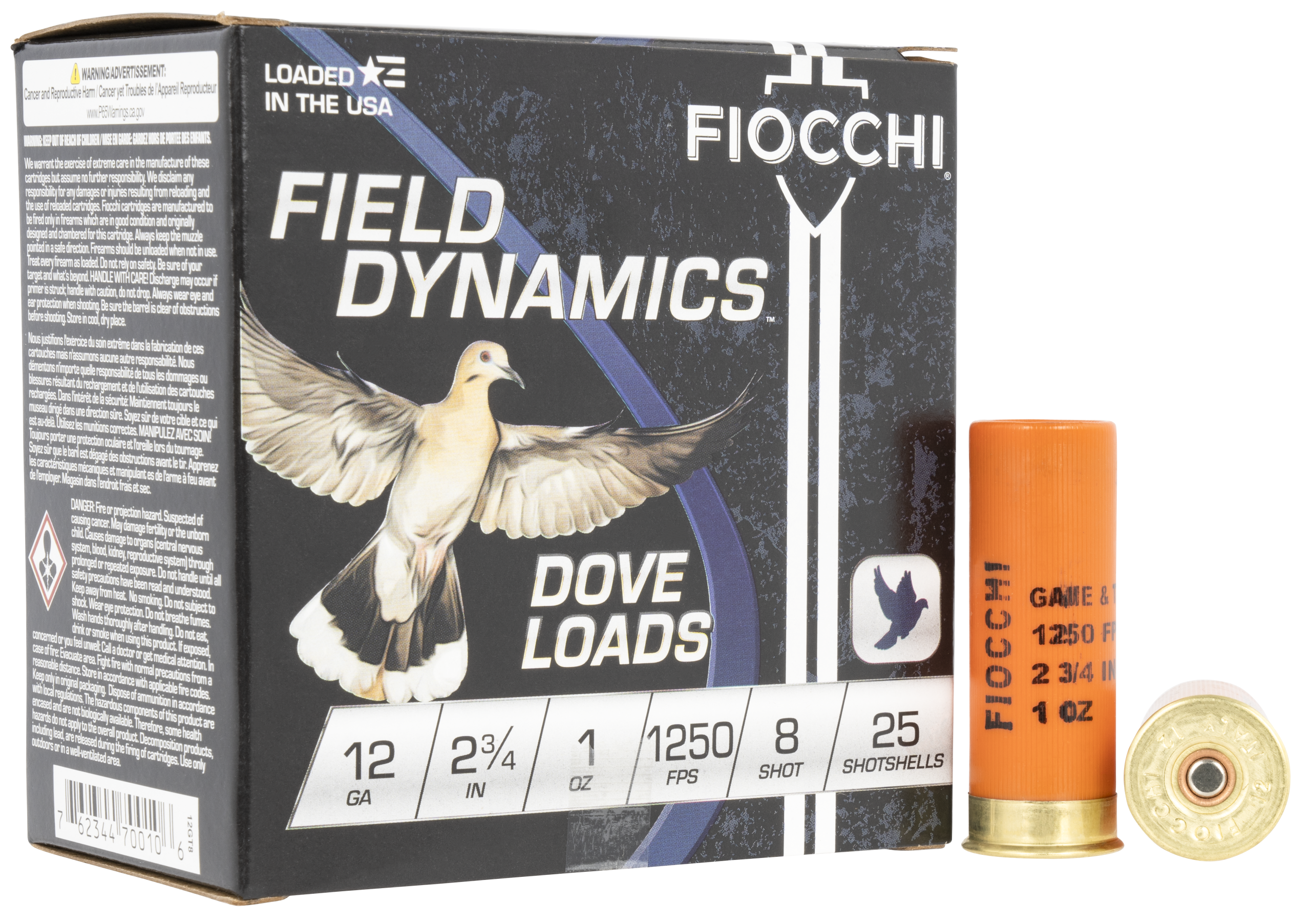 Fiocchi Field Dynamics Dove & Quail 12 Gauge 2.75" 1 oz #8 Shot 25 Rd - Box or Case