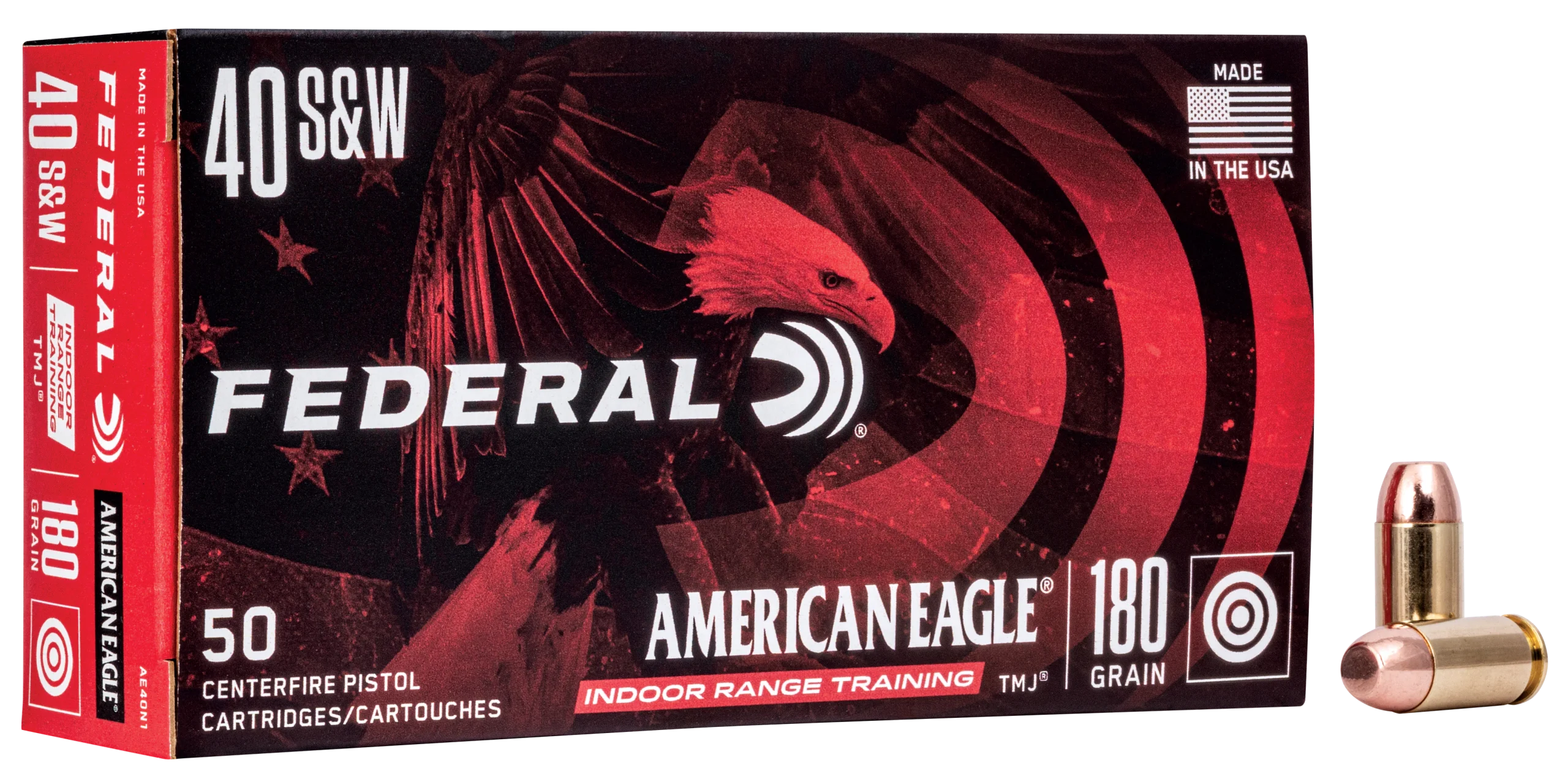 Federal American Eagle Indoor Range Training 40 S&W 180gr TMJ 50 Per Box/20 Case - Box or Case