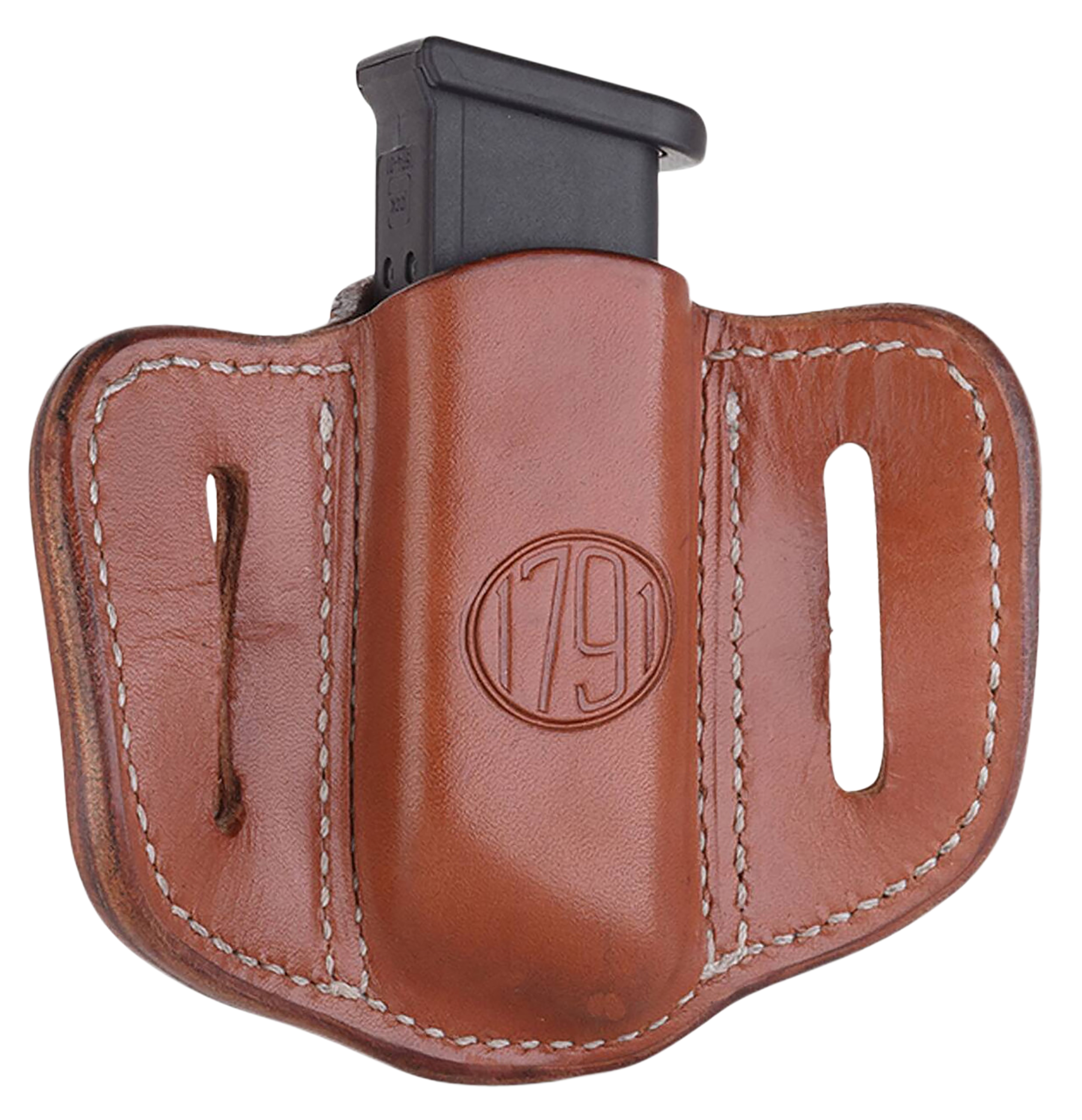 1791 Gunleather MAG 1.2 Single Mag Holster Double Stack Belt Slide Classic Brown Leather
