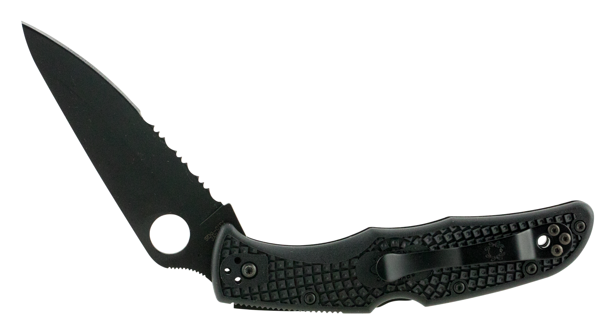 Spyderco Endura 4 Lightweight 3.75" VG-10 Clip Point Part Serrated Black TiCN FRN Folding Knife