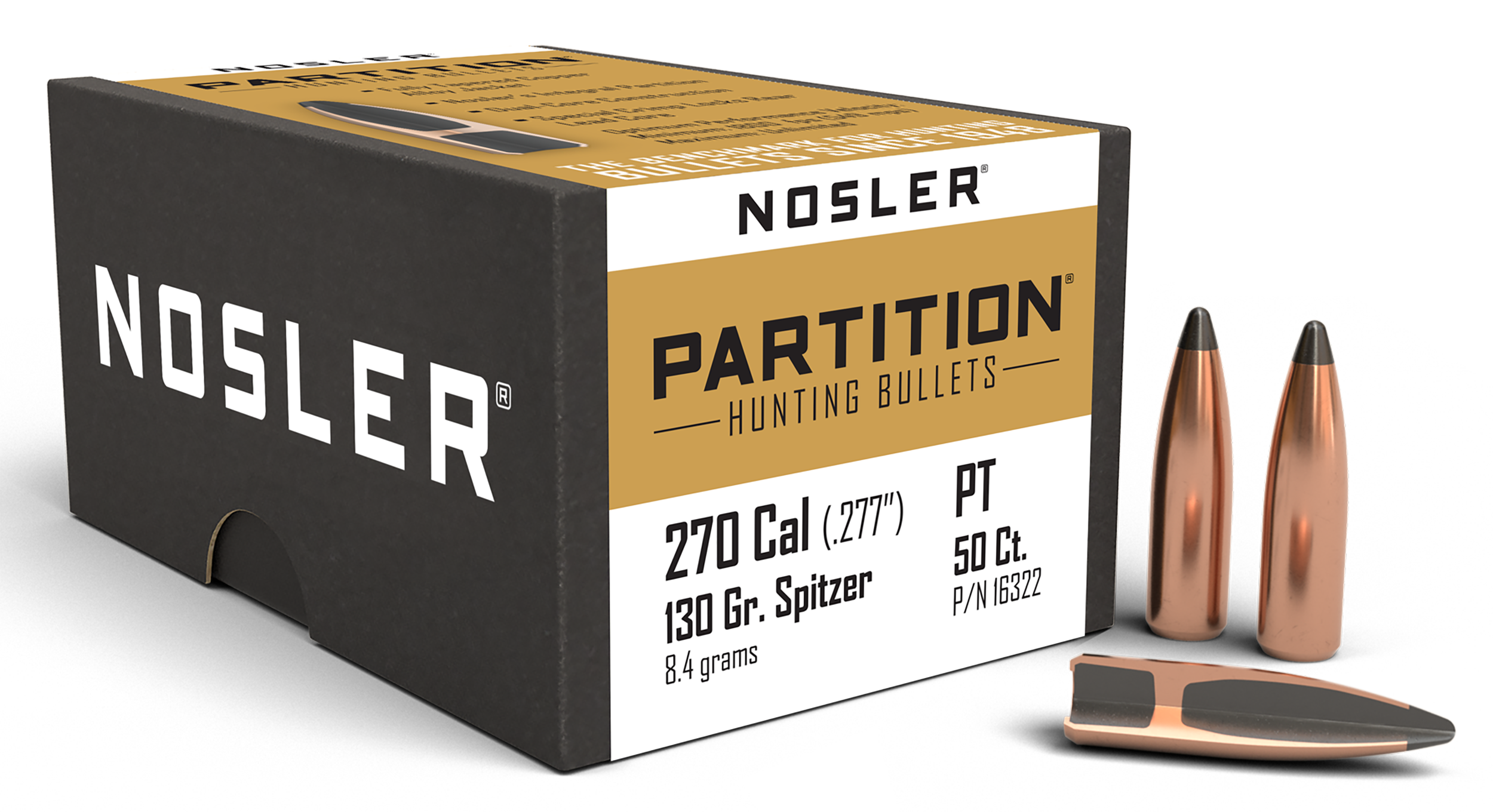 Nosler Partition .270 Cal 130gr Spitzer 50/Box