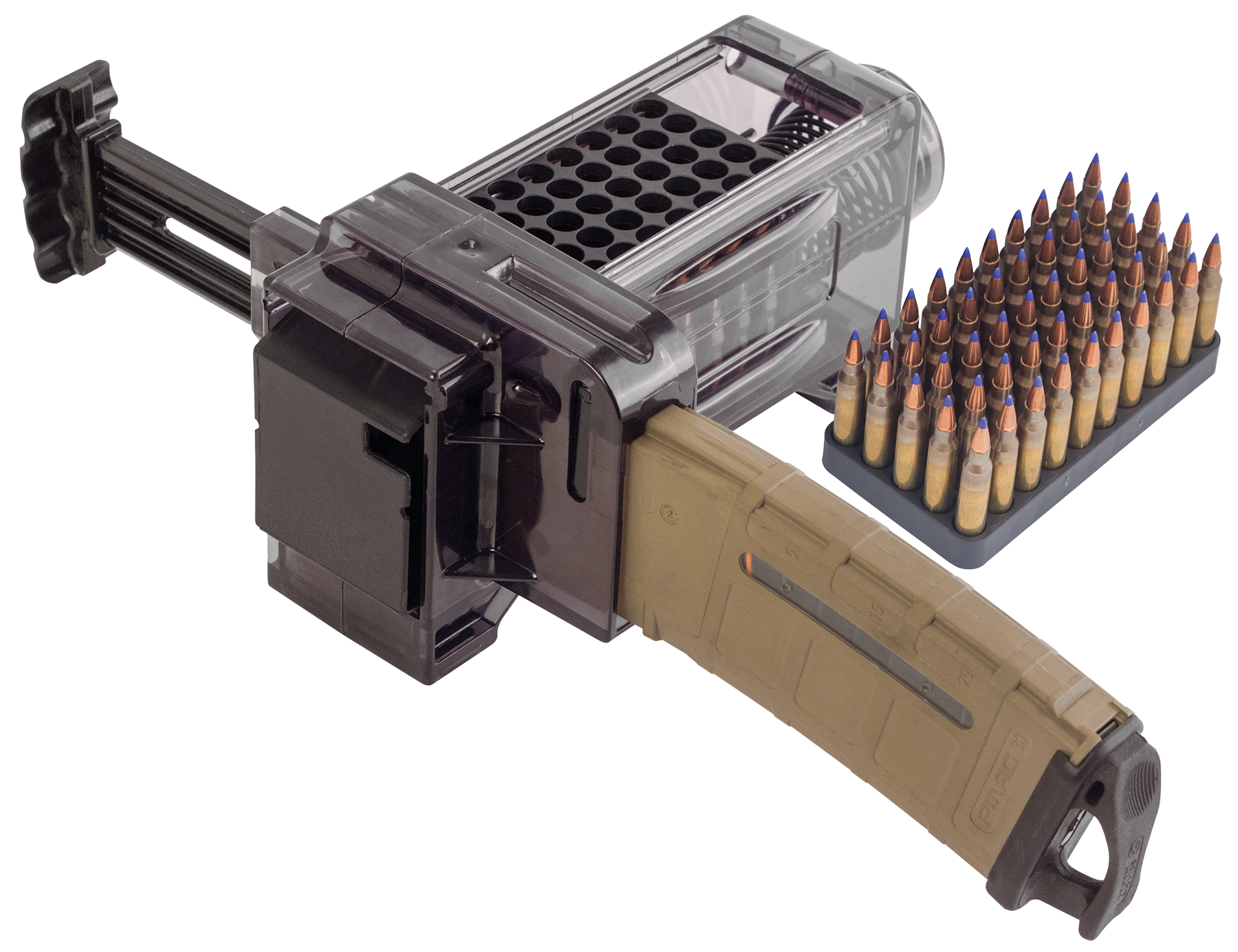 Caldwell 397488 AR-15 Magazine Charger .223/5.56 NATO/.300 BLK/.204 Ruger 50-Rd Smoke Polycarbonate