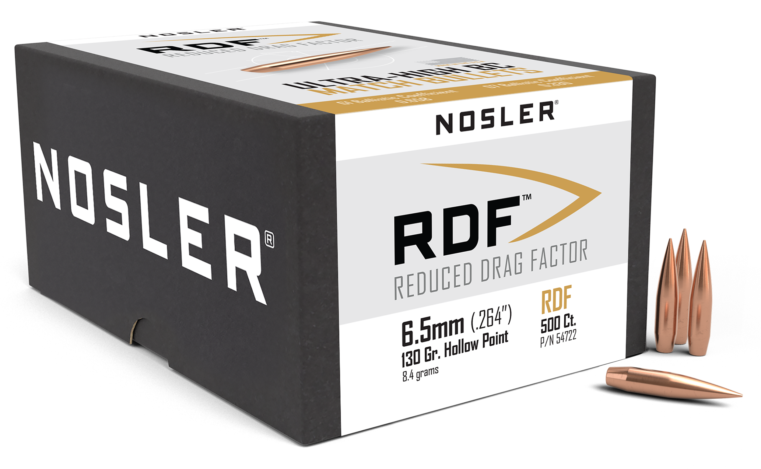 Nosler RDF Match 6.5 Creedmoor 130gr HPBT Reloading Bullets 500/Box