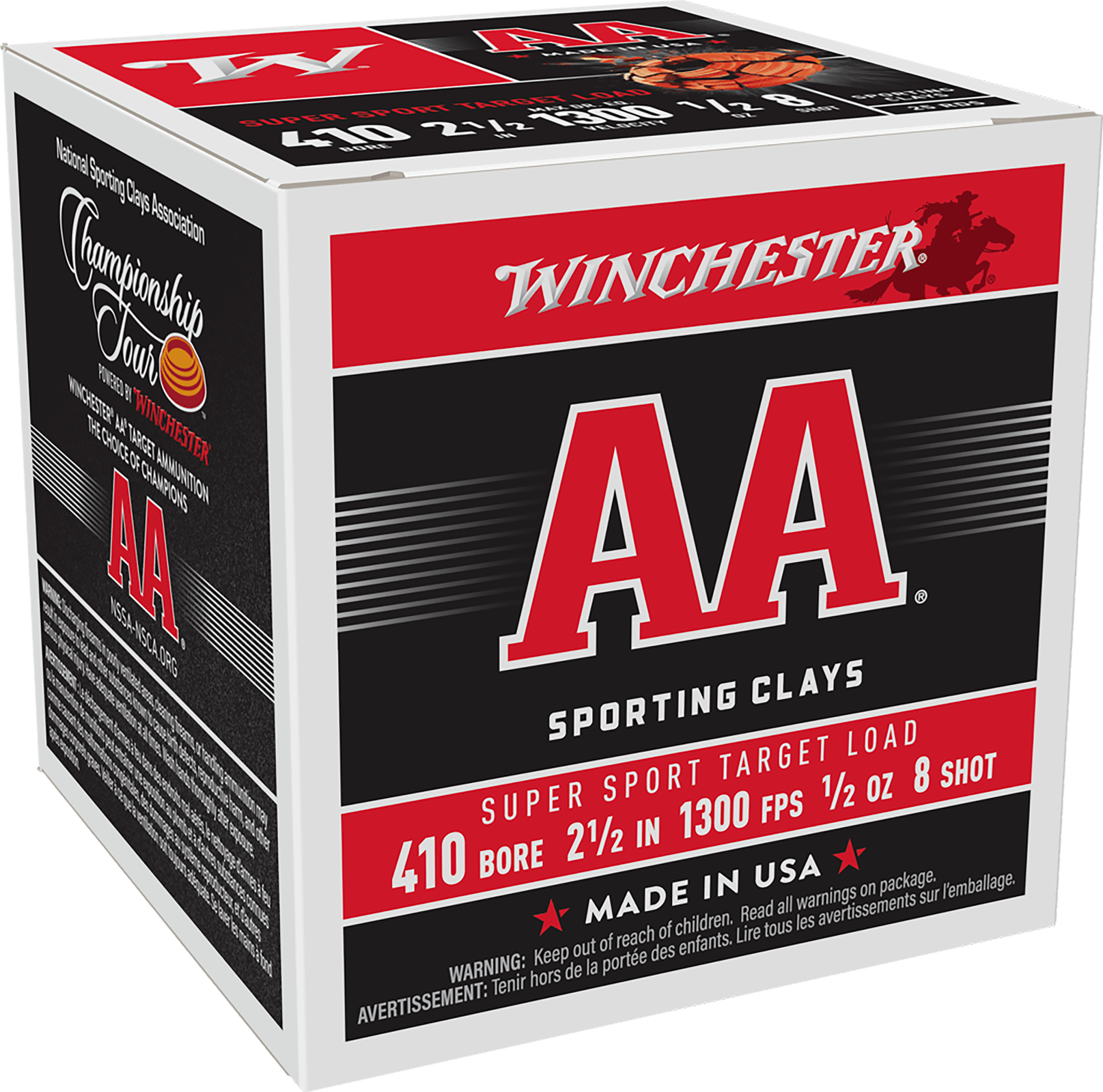 Winchester Ammo AA Super Sport Sporting Clay 410 Bore 2.5" 1/2 oz #8 Shot 25 Rd - Box or Case