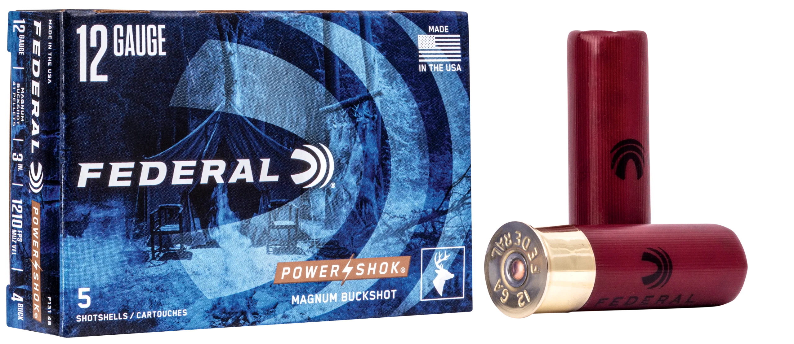 Federal Power-Shok Magnum 12 Gauge 3" 1 15/16 oz 41 Pellet 4 Buck 5 Rd - Box or Case