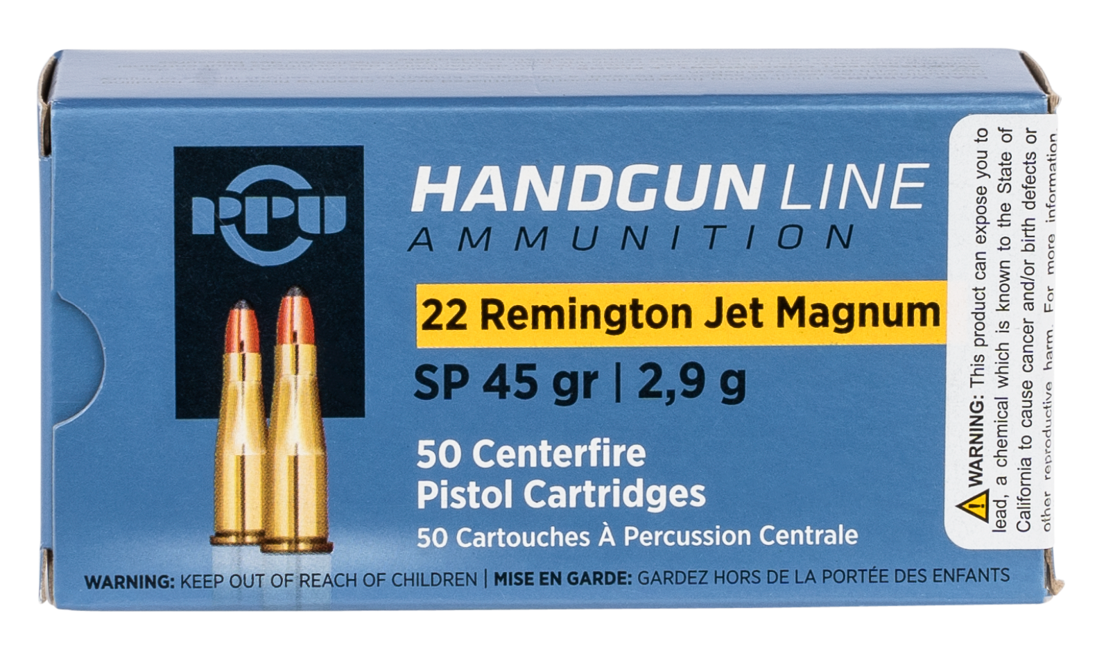 PPU PPH22RJ 22 Rem Jet Mag 45gr Soft Point 50 Rd - Box or Case