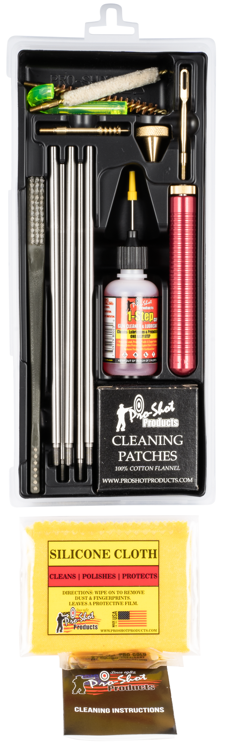 Pro-Shot Classic Box Kit .25/6.5mm Cal Rifle Cleaning Kit - Black Plastic Case