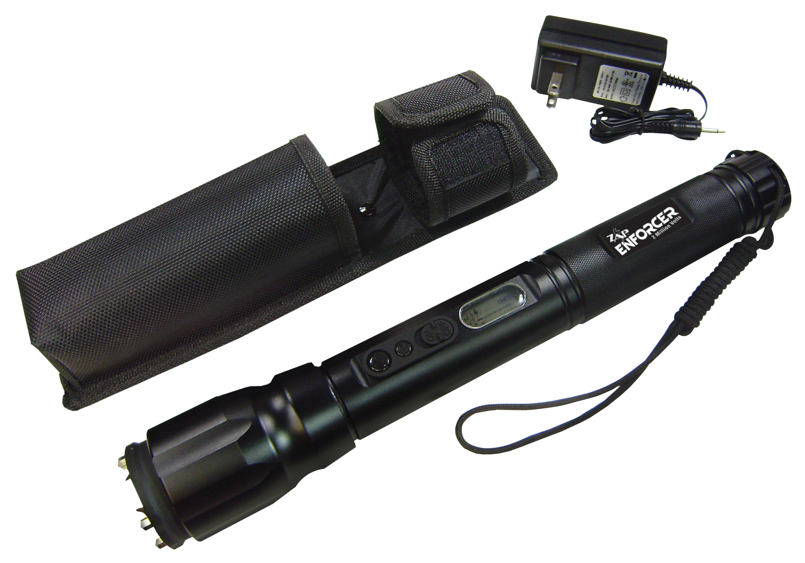 Zap Enforcer Stun Gun/Flashlight 2 Million Volt Black Aluminum