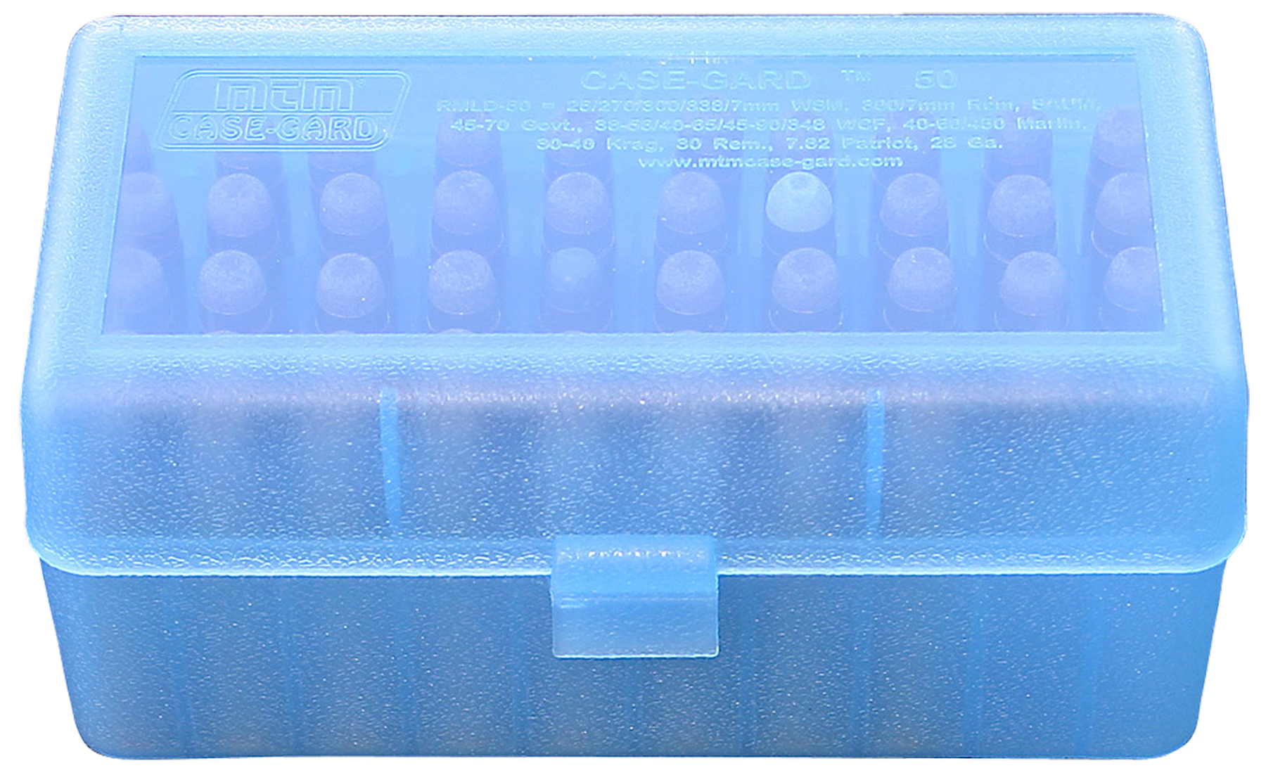 MTM RSLD5024 Case-Gard R-50 .223/.243 50rd Clear Blue Polypropylene Ammo Box
