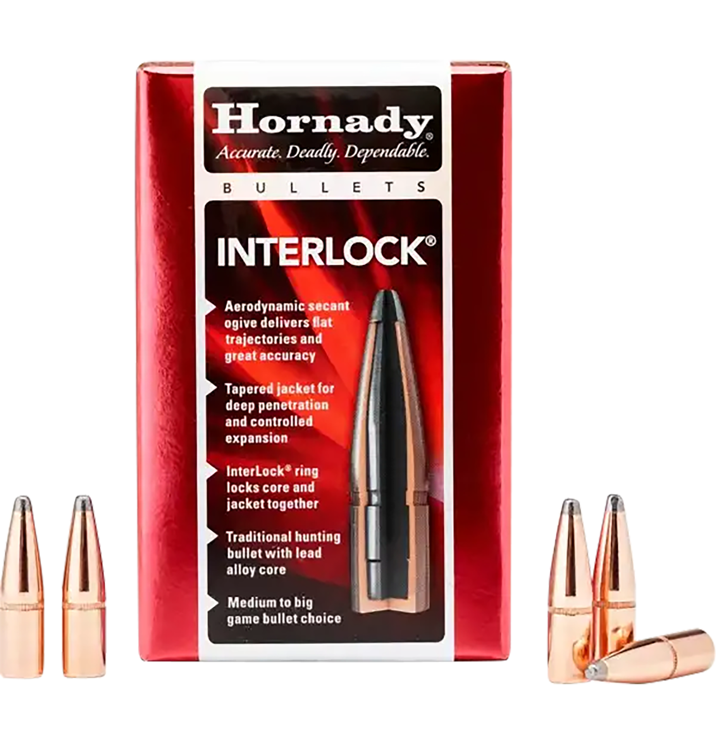 Hornady InterLock 45 Cal .458 350 gr Flat Point - 50 Per Box