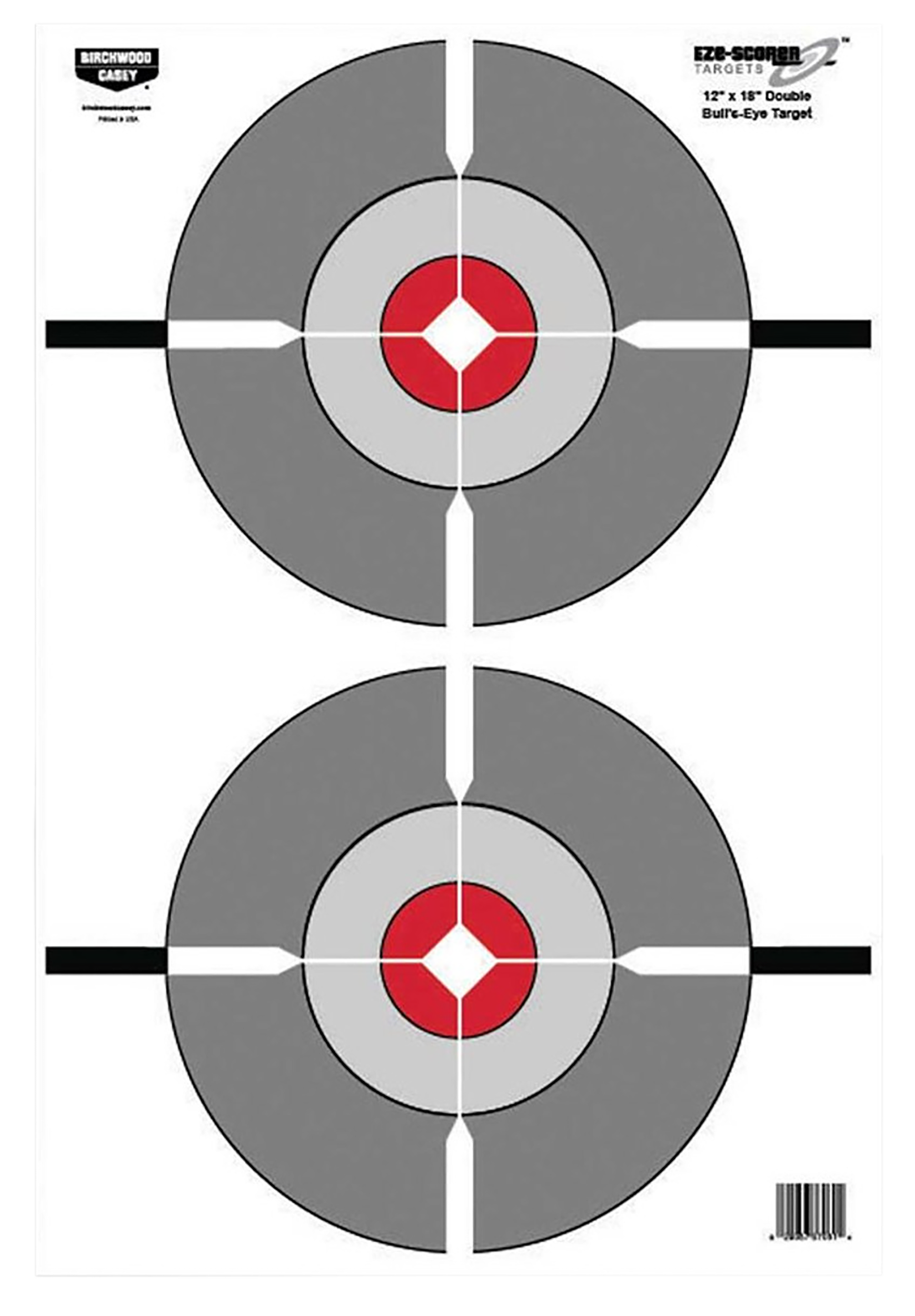 Birchwood Casey EZE-Scorer 12" x 18" Double Bullseye Paper Target - 100 Per Pack