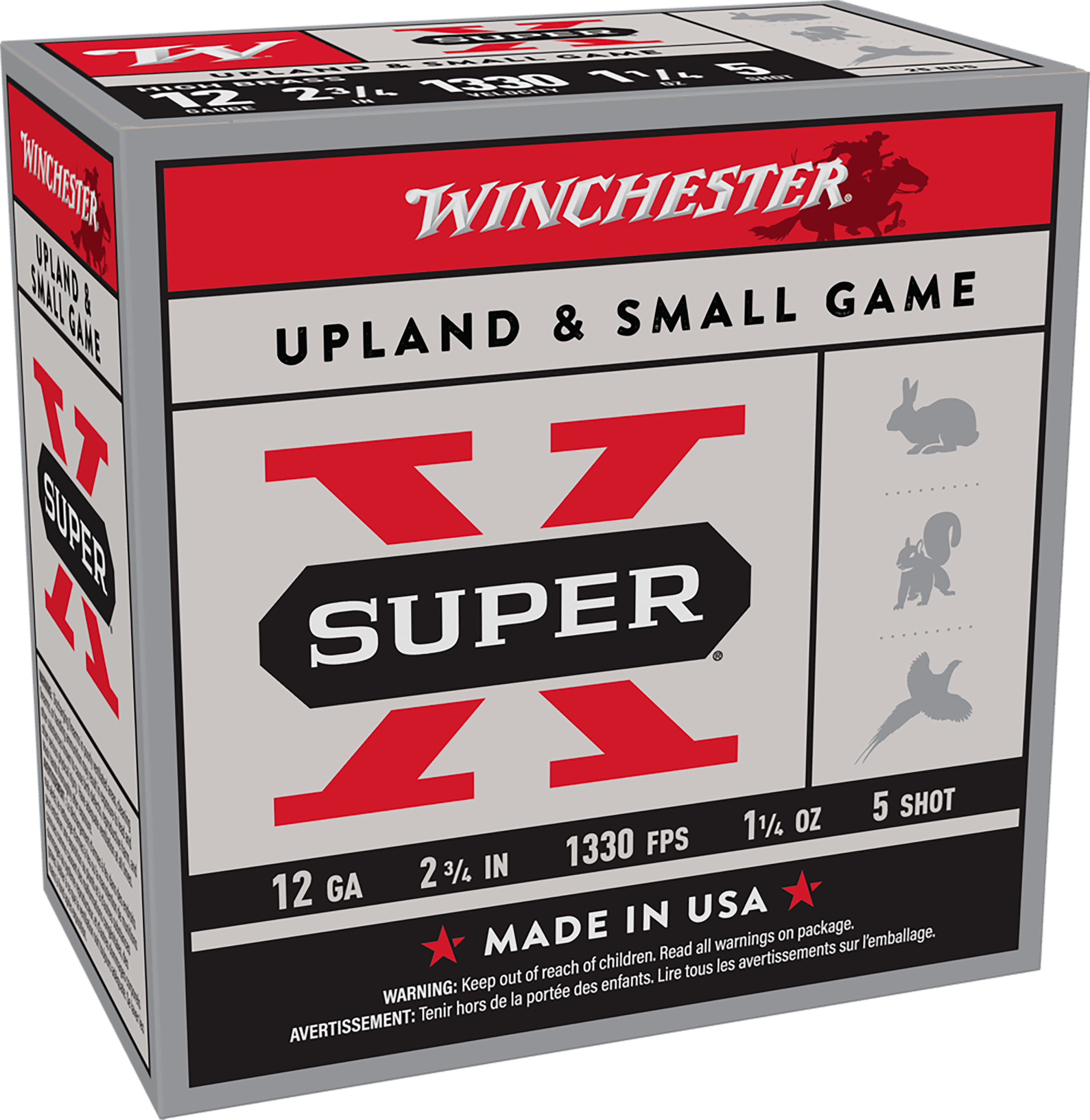 Winchester Ammo Super X Game Load High Brass 12 Gauge 2.75" 1-1/4 oz #5 Shot 25 Bx/10 Cs - Box or Case