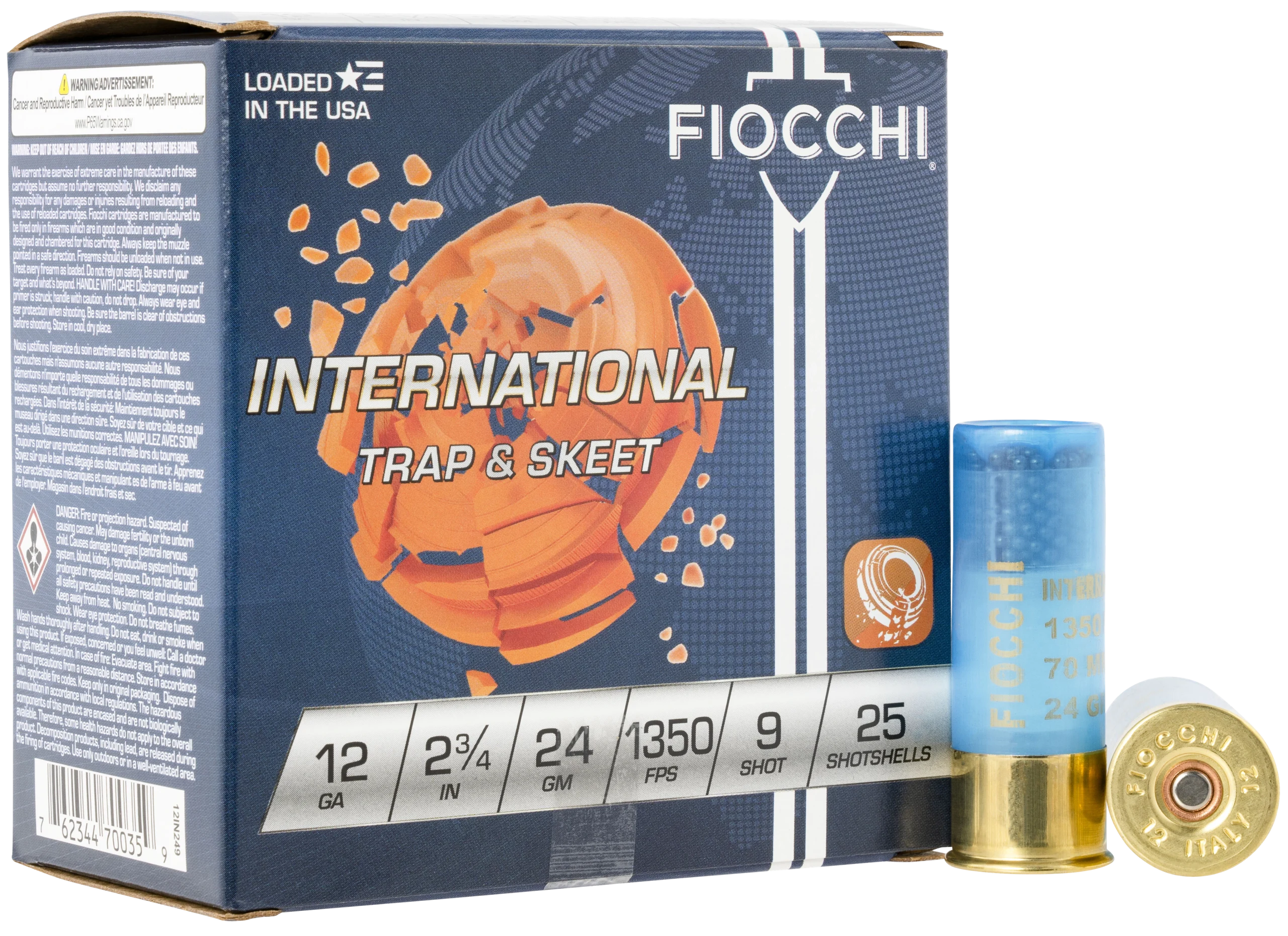 Fiocchi Exacta Target International Trap & Skeet 12 Gauge 2.75" 24 gram #9 Shot - Box or Case