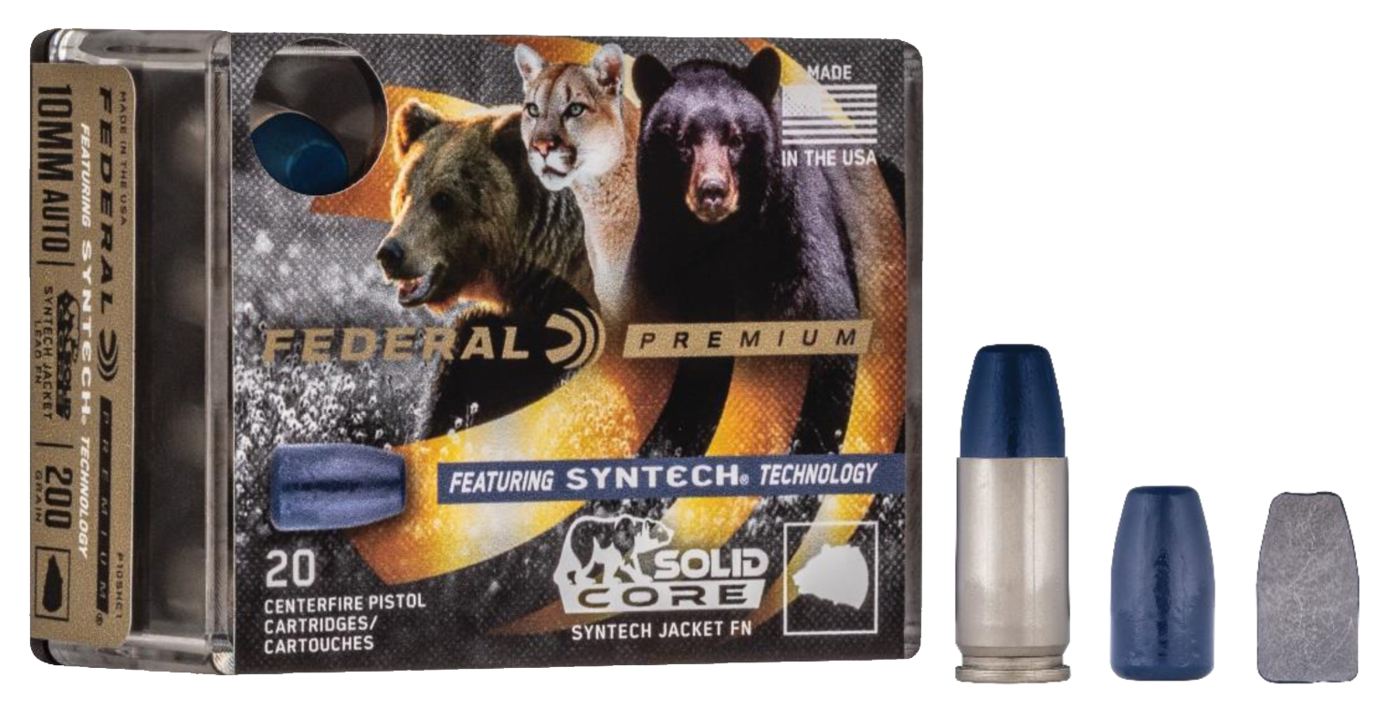 Federal Premium 10mm Auto 200gr Solid Core Synthetic Flat Nose 20rd - Box or Case