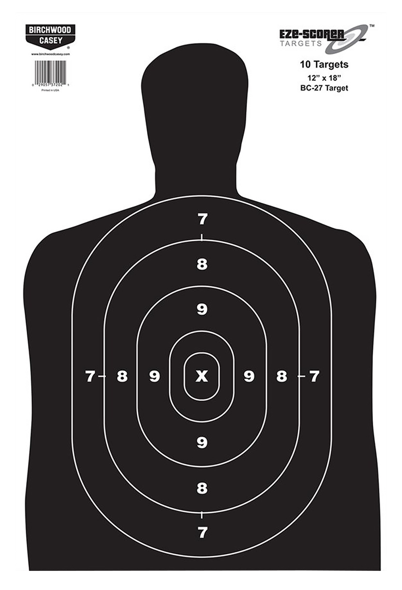 Birchwood Casey EZE-Scorer BC-27 Silhouette 12x18 Hanging Paper Target 100/Pkg