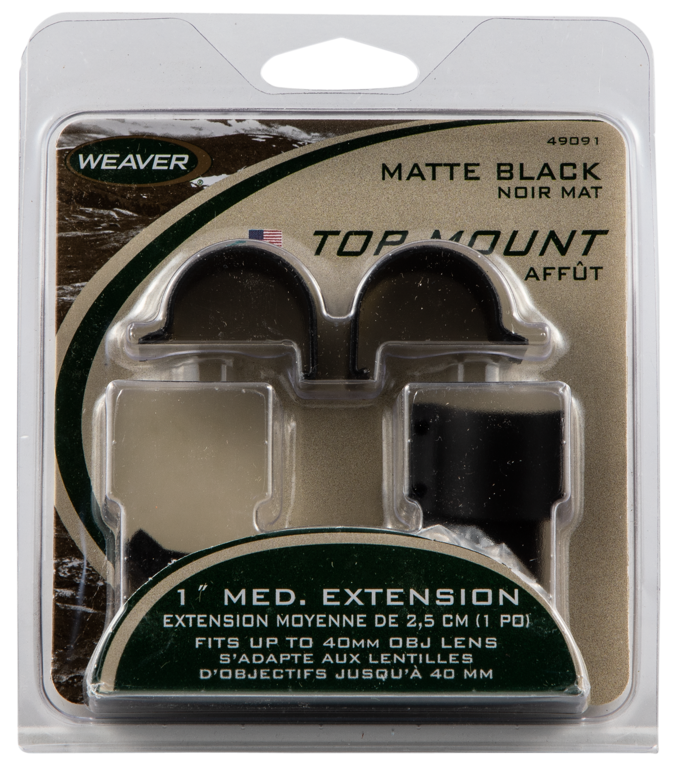 Weaver Mounts 49091 Detachable Top Mount Extension Rings 1" Medium Matte Black Aluminum
