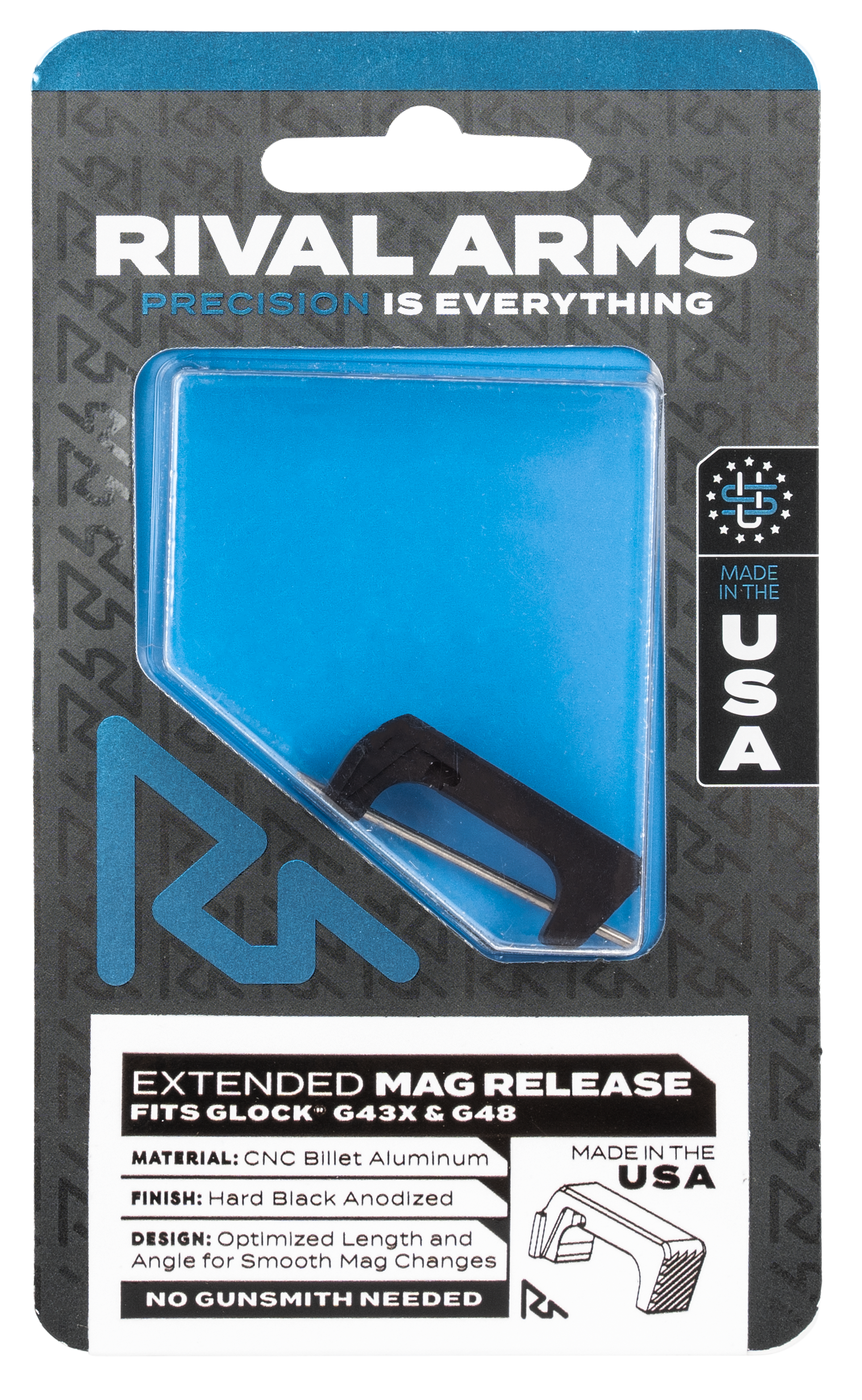 Rival Arms RA72G004A Extended Magazine Release Black Anodized Aluminum for Glock 43X/48