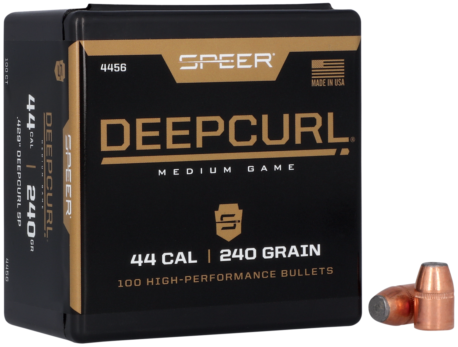 Speer Ammo 4456 DeepCurl .429 44 Cal 240gr Soft Point Reloading Bullets - 100/Box