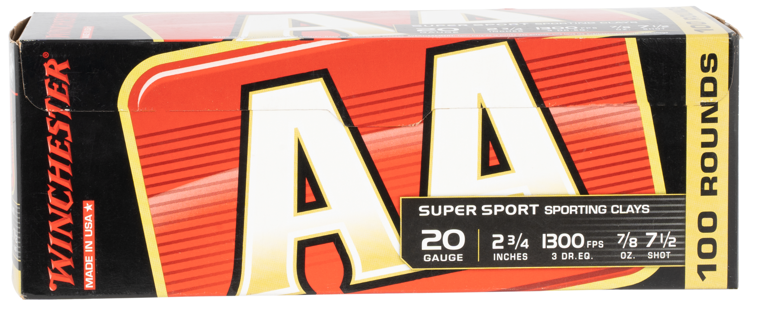 Winchester Ammo AA Sporting Clay 20 Gauge 2.75" 7/8oz #7.5 Shot 100 Rd - Box or Case
