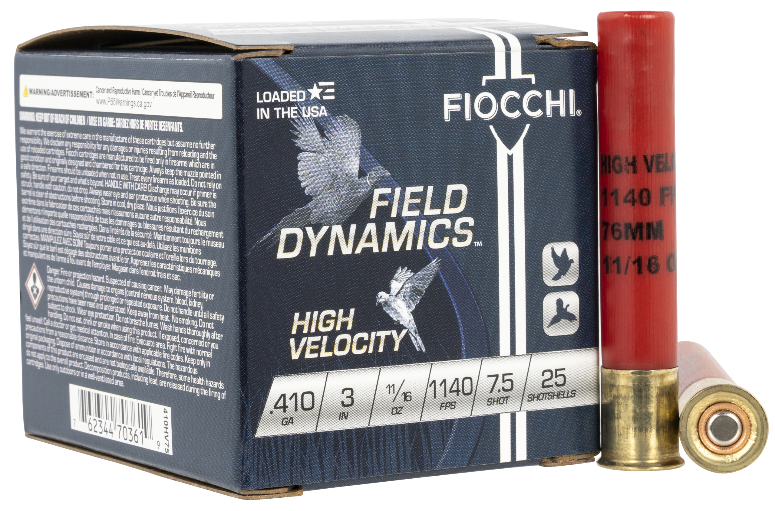 Fiocchi Field Dynamics High Velocity 410 Gauge 3" 11/16 oz 7.5 Shot - Box or Case
