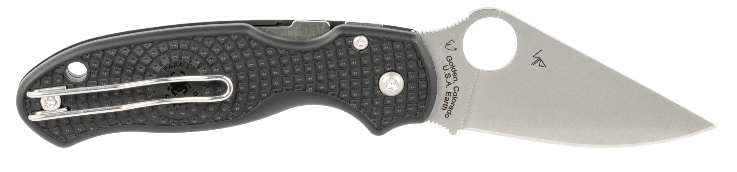 Spyderco Para 3 Lightweight 2.92" Clip Point Plain Edge CTS BD1 FRN Black Folding Knife