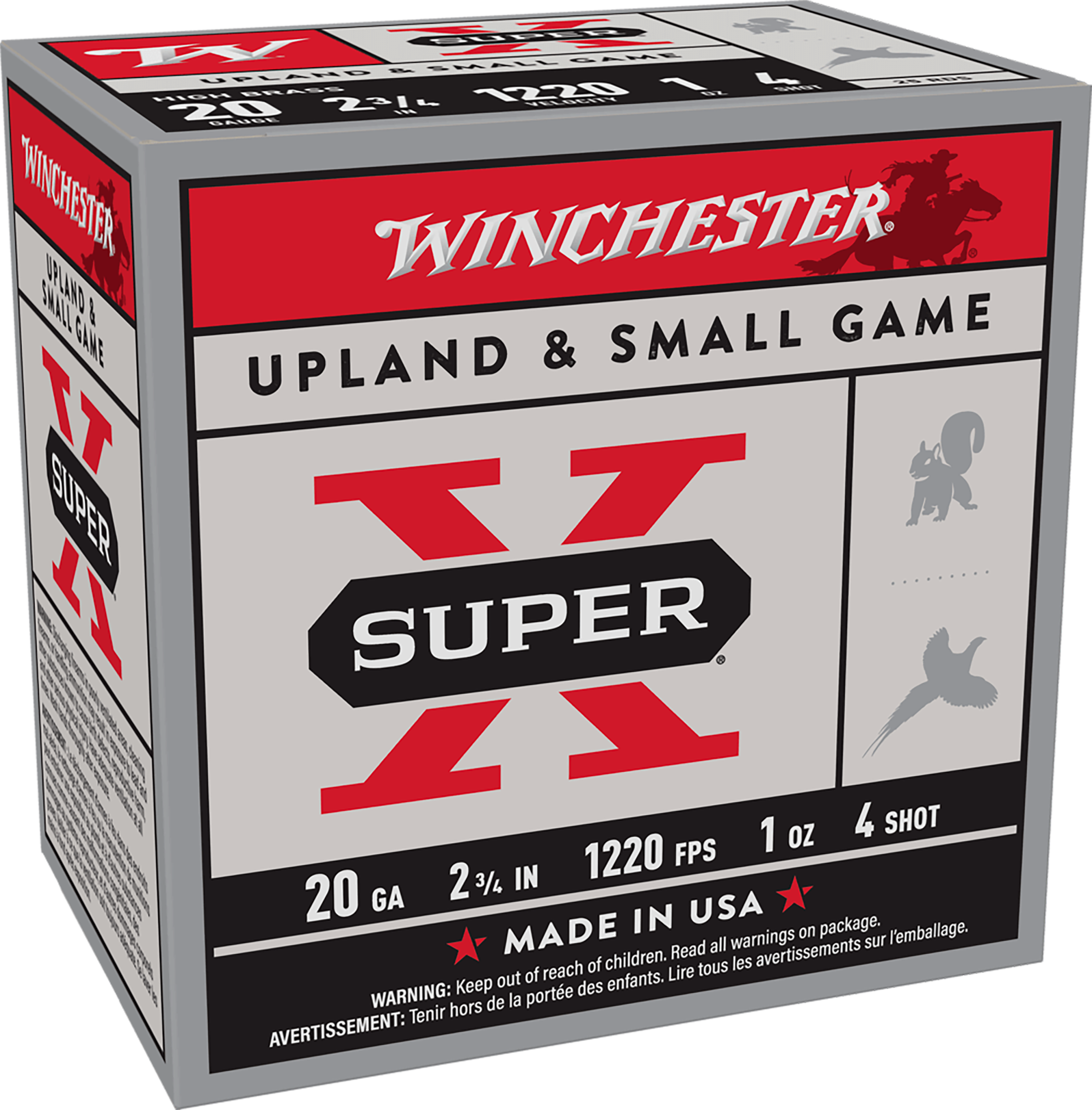 Winchester Ammo Super-X Heavy Game Load High Brass 20 Gauge 2.75" 1 oz #4 Shot - Box or Case