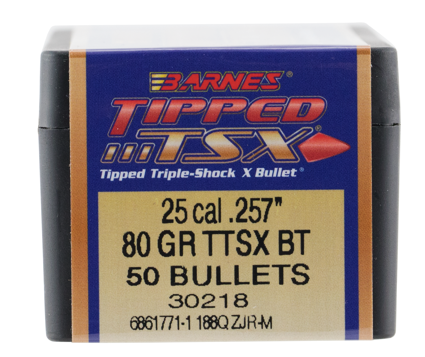 Barnes Bullets Tipped TSX 25 Caliber 80gr TTSX Boat Tail - 50/Box