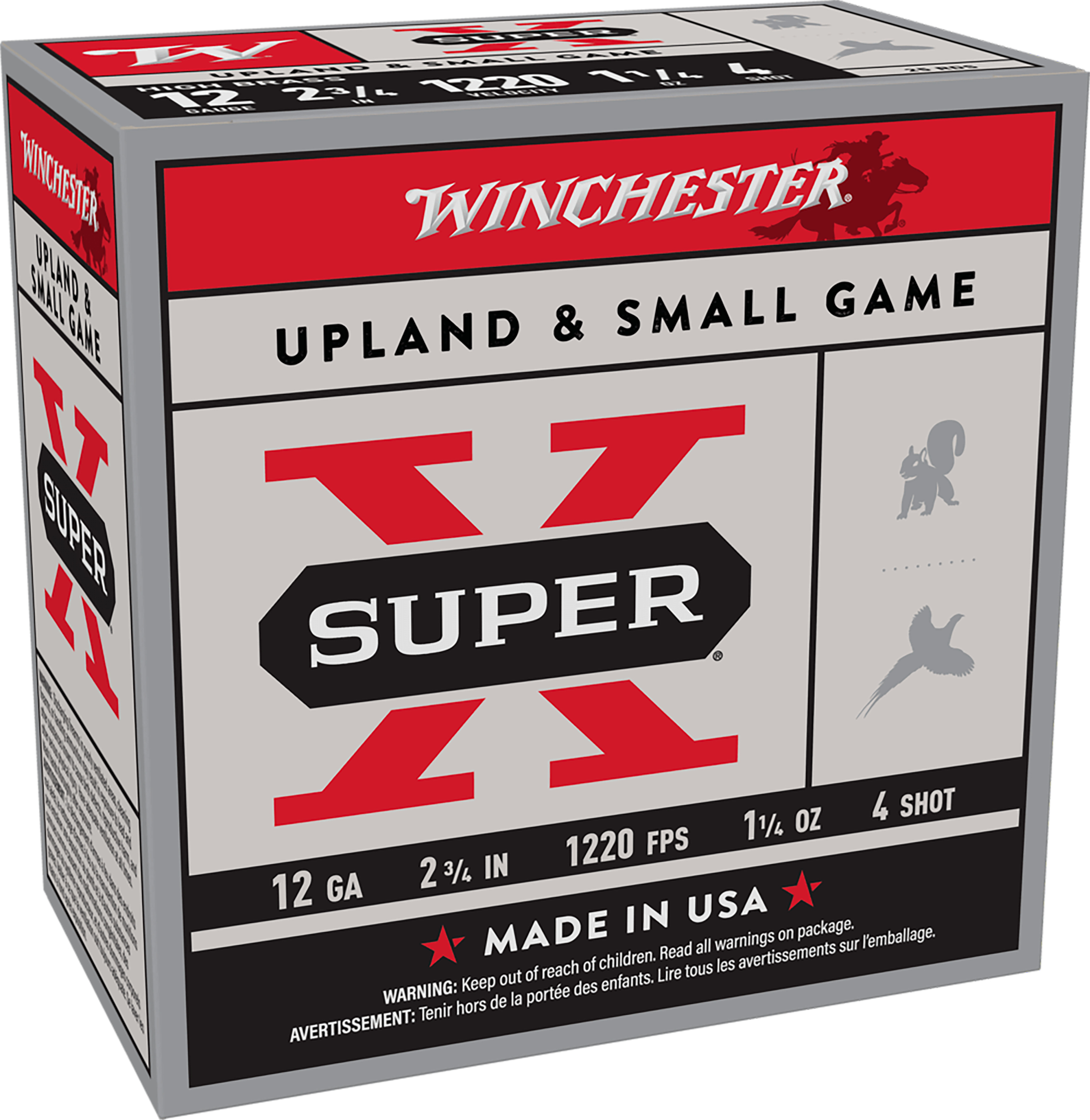 Winchester Ammo Super X Pheasant High Brass 12 Gauge 2.75" 1 1/4 oz #4 Shot 25 Rd - Box or Case