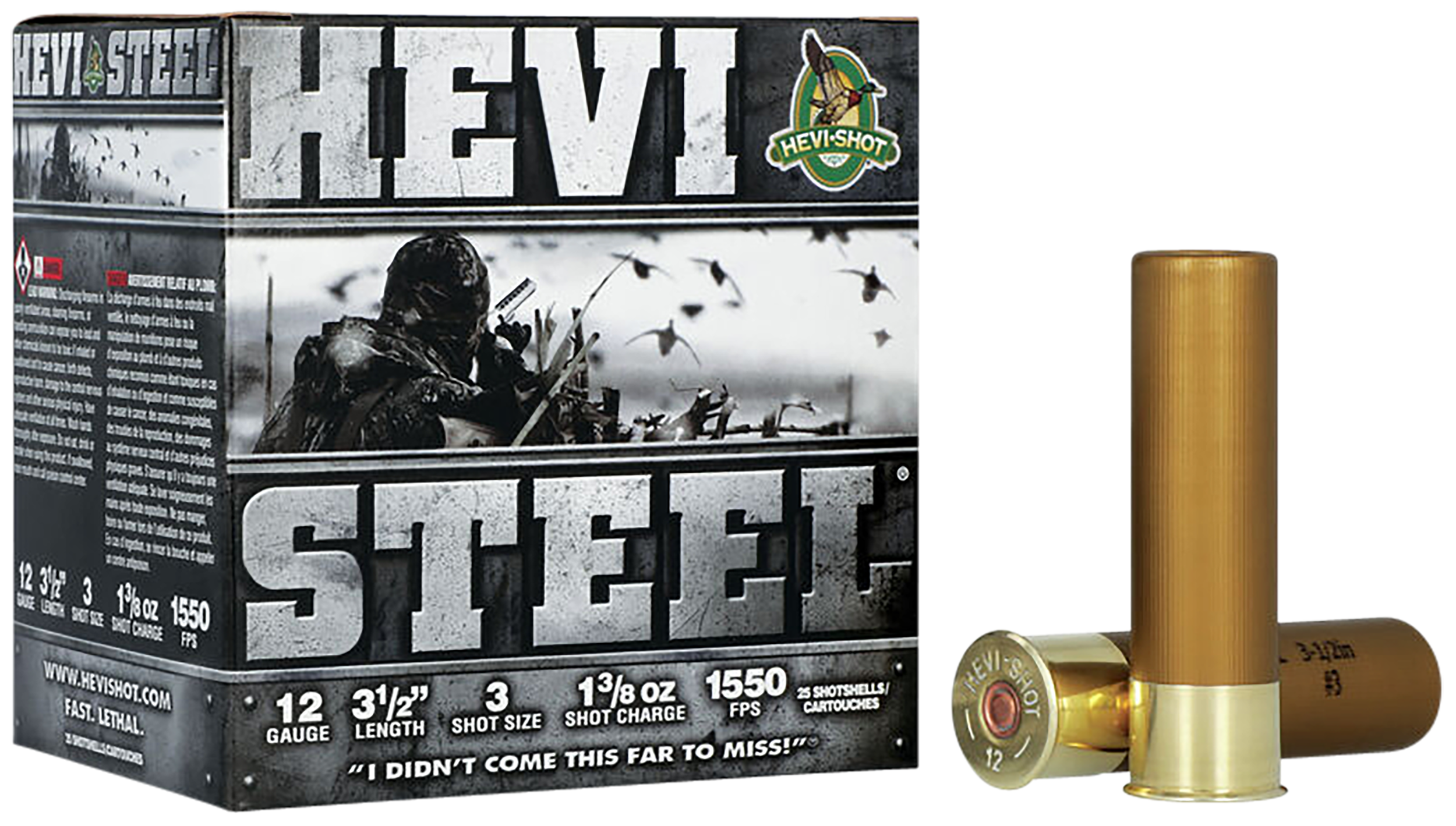 Hevishot HEVI-Steel 12 Gauge 3.5 " 1-3/8 oz 3 Shot 1550 fps - Box or Case