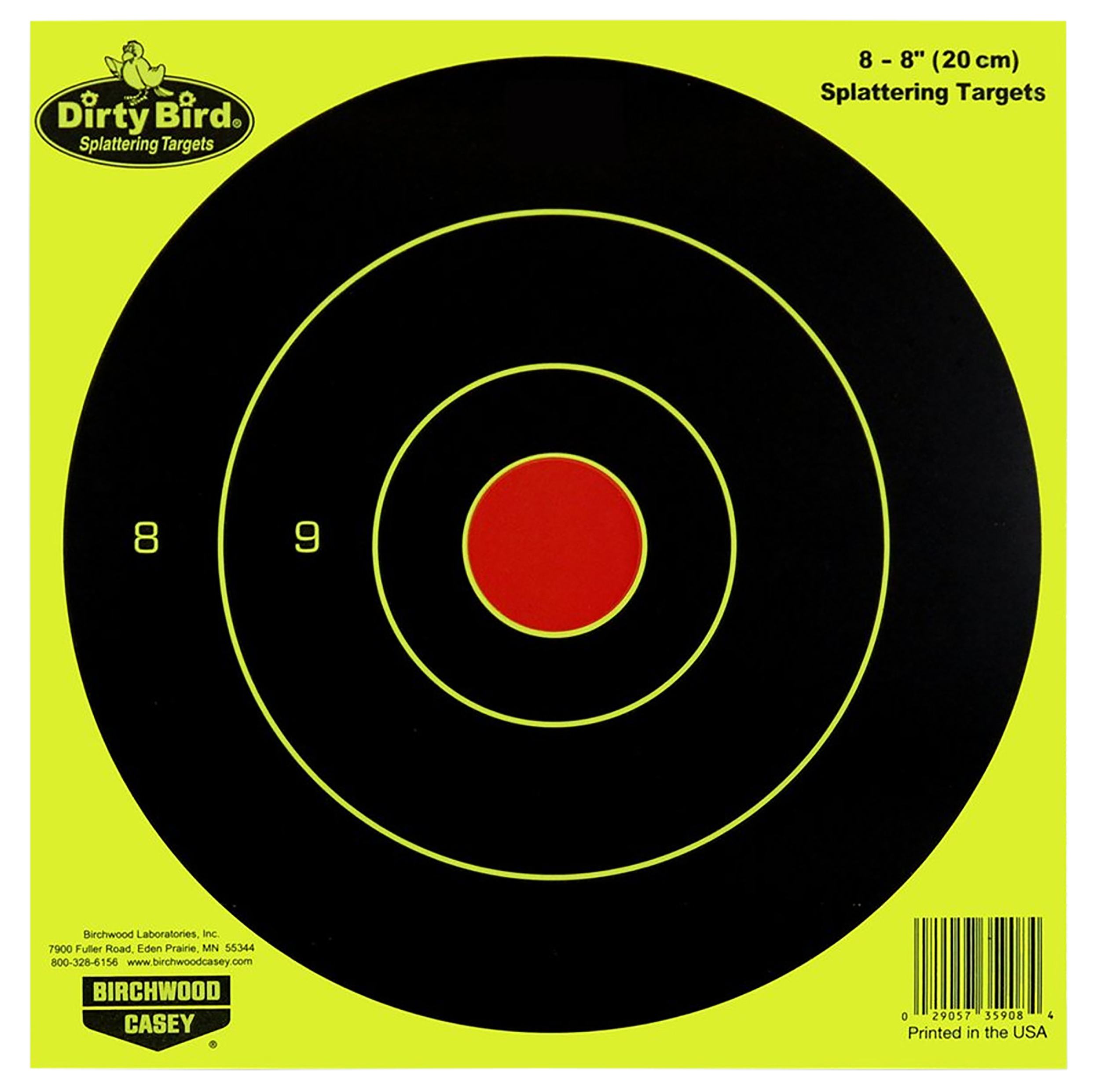 Birchwood Casey 35950 Dirty Bird 8" Bullseye Hanging Paper Target Black/Yellow 50 Per Pkg