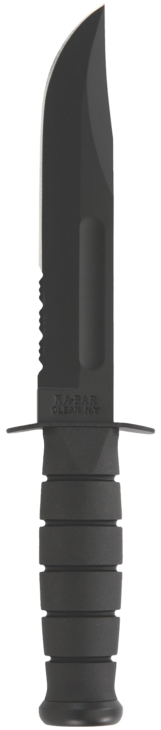 Ka-Bar 1214 Fighting/Utility 7" Clip Point Serrated 1095 Cro-Van Black Kraton G Fixed - Plastic Sheath