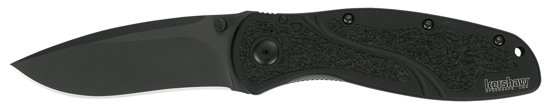 Kershaw Blur 1670BLK 3.4" Folding Drop Point w/Recurve Plain Black DLC 14C28N Steel Blade Black Anodized Aluminum Handle