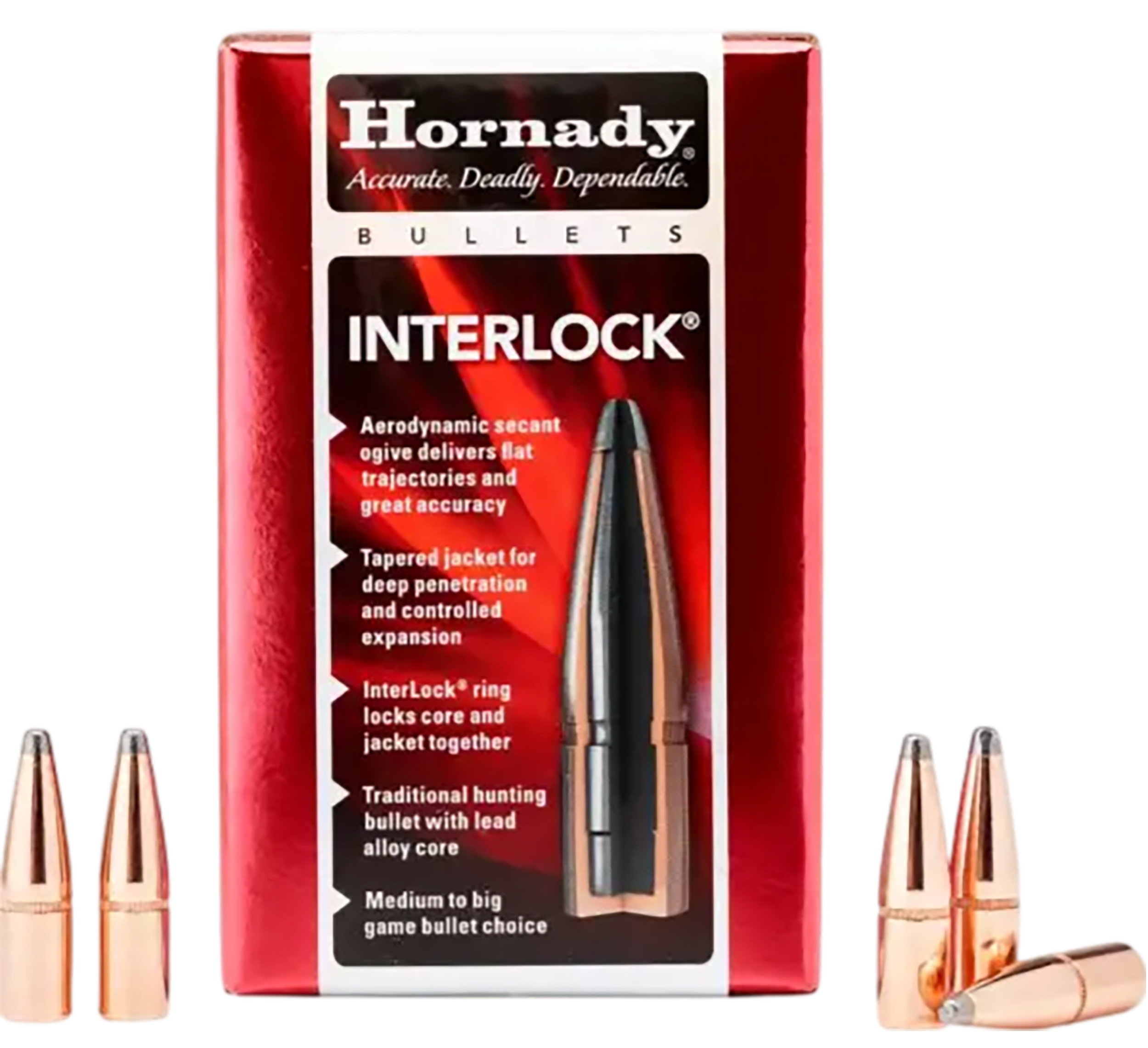 Hornady InterLock 405 Cal .411 300 gr Spire Point Reloading Bullets - 50/Box